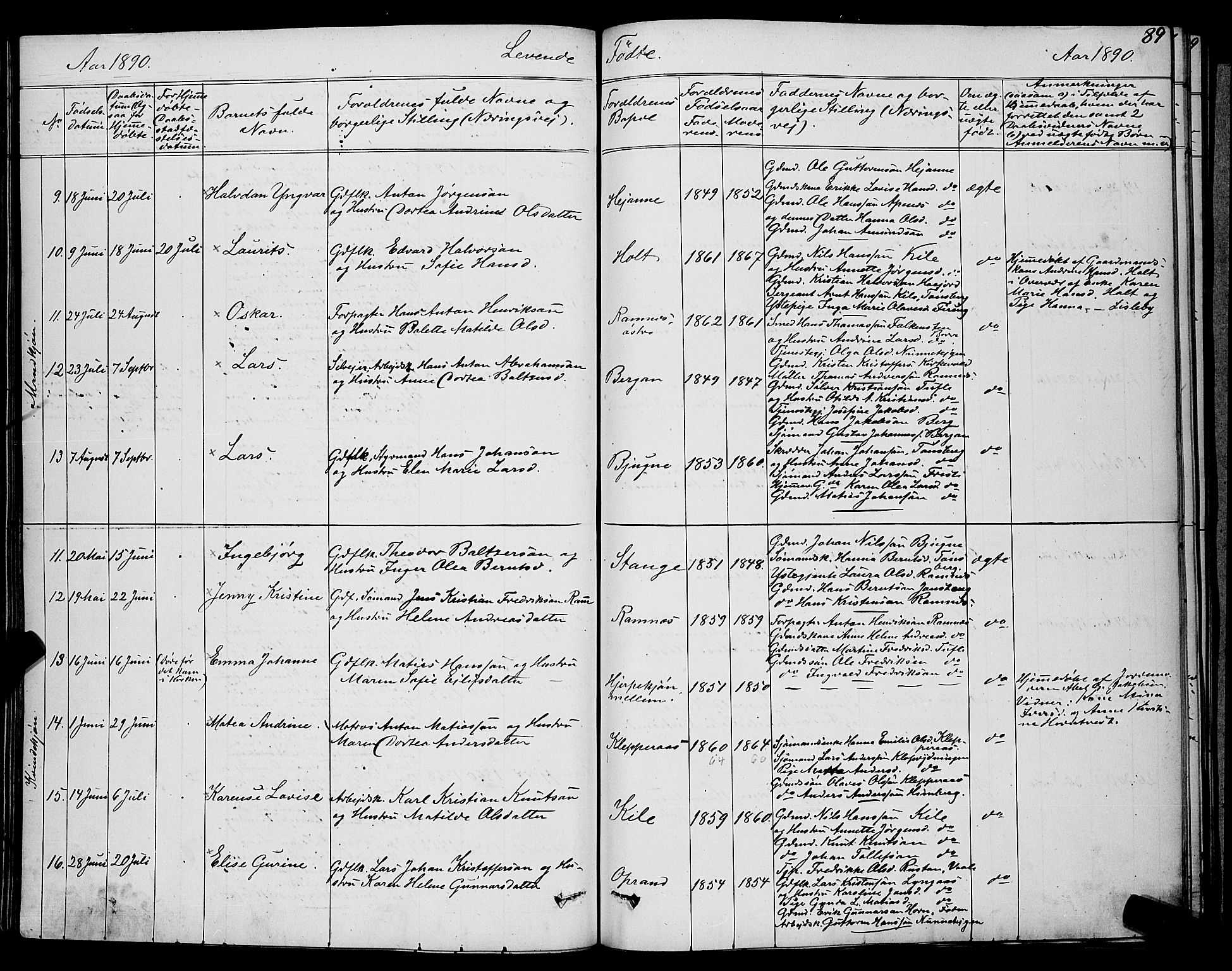 Ramnes kirkebøker, AV/SAKO-A-314/G/Ga/L0003: Parish register (copy) no. I 3, 1870-1896, p. 89