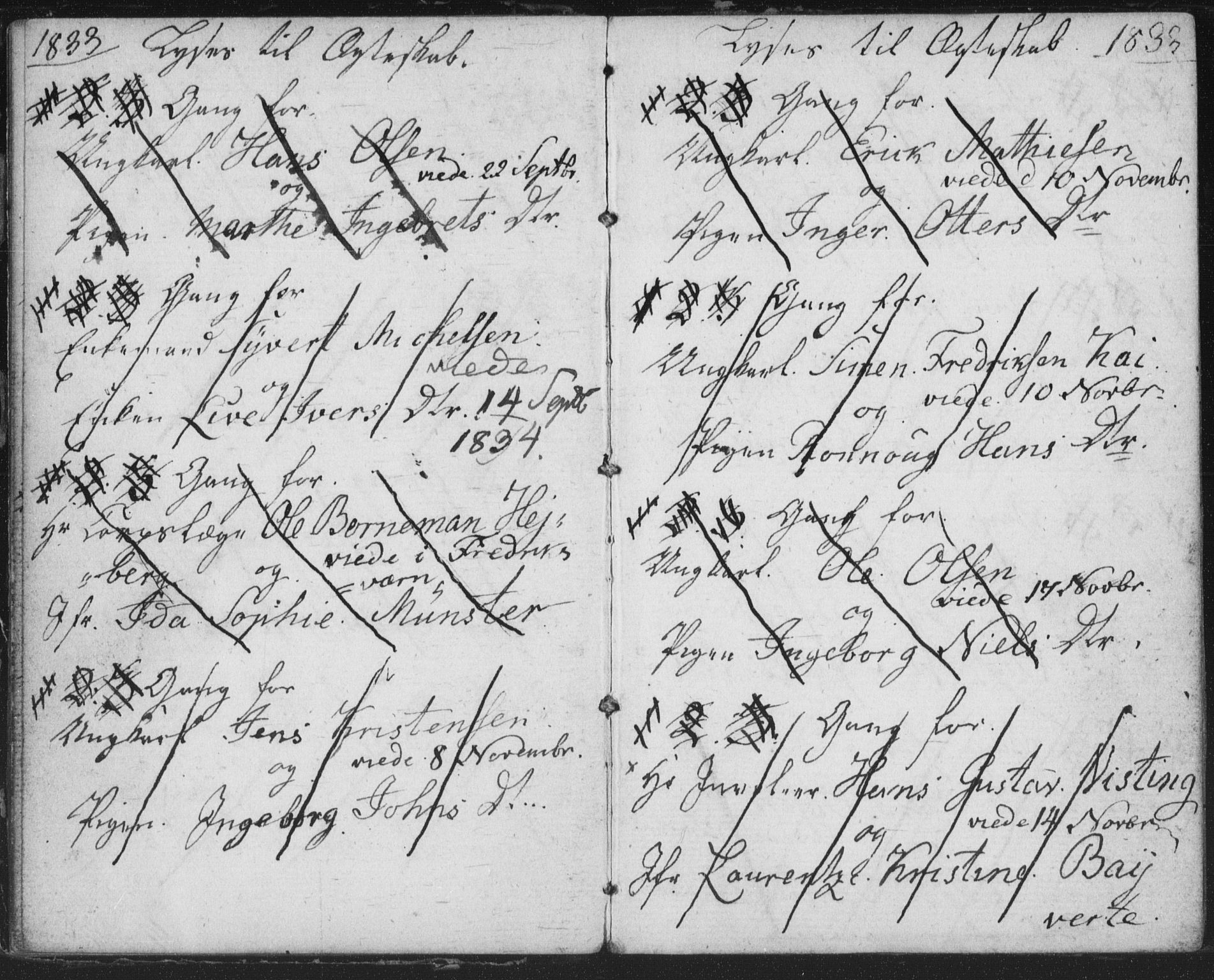 Bragernes kirkebøker, SAKO/A-6/H/Ha/L0002: Banns register no. 2, 1832-1846