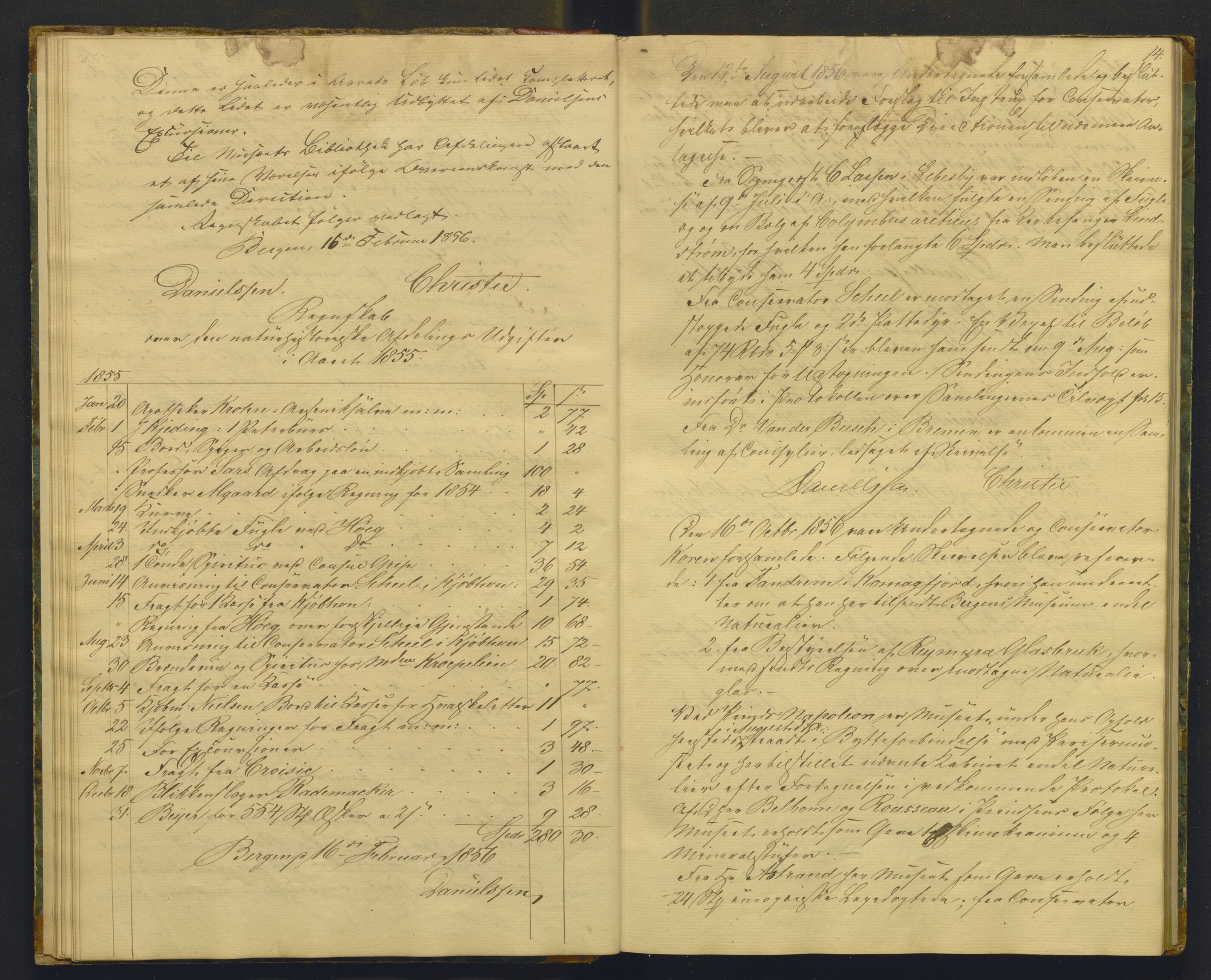 Bergens Museum, AV/SAB-A-17301/08/A/L0001: Forhandlingsprotokoll , 1852-1900, p. 13b-14a