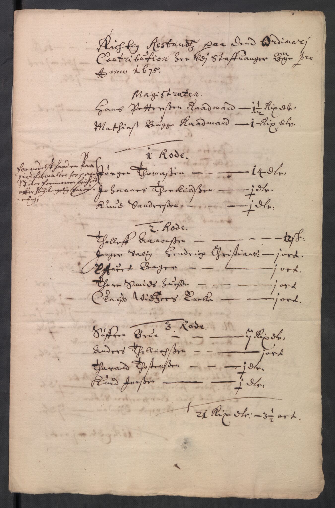 Rentekammeret inntil 1814, Reviderte regnskaper, Byregnskaper, AV/RA-EA-4066/R/Ro/L0300: [O3] Kontribusjonsregnskap, 1661-1678, p. 193