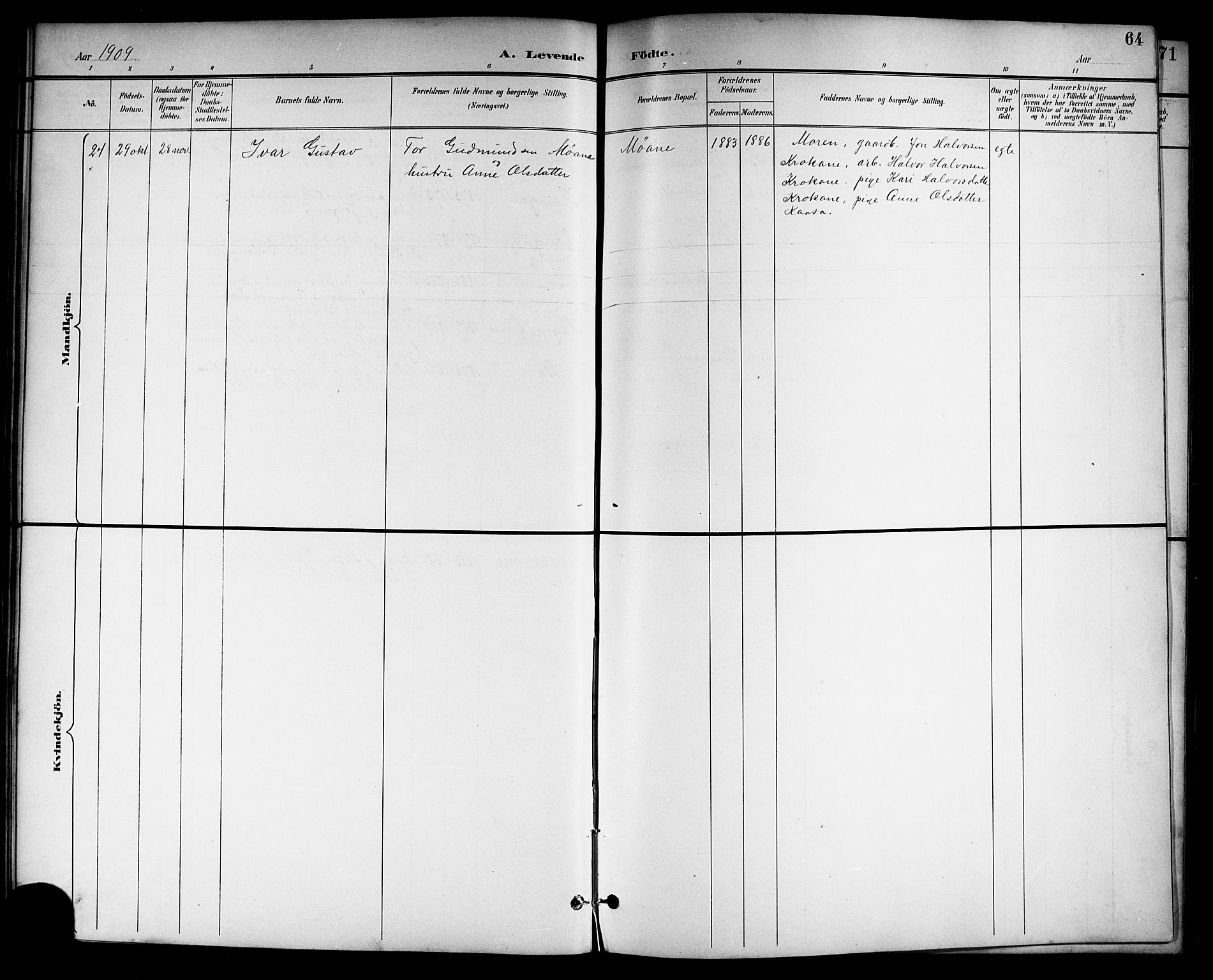 Drangedal kirkebøker, SAKO/A-258/G/Gb/L0002: Parish register (copy) no. II 2, 1895-1918, p. 64