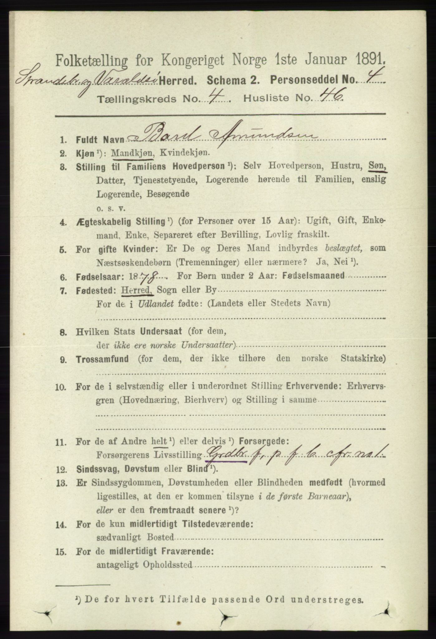 RA, 1891 census for 1226 Strandebarm og Varaldsøy, 1891, p. 1706