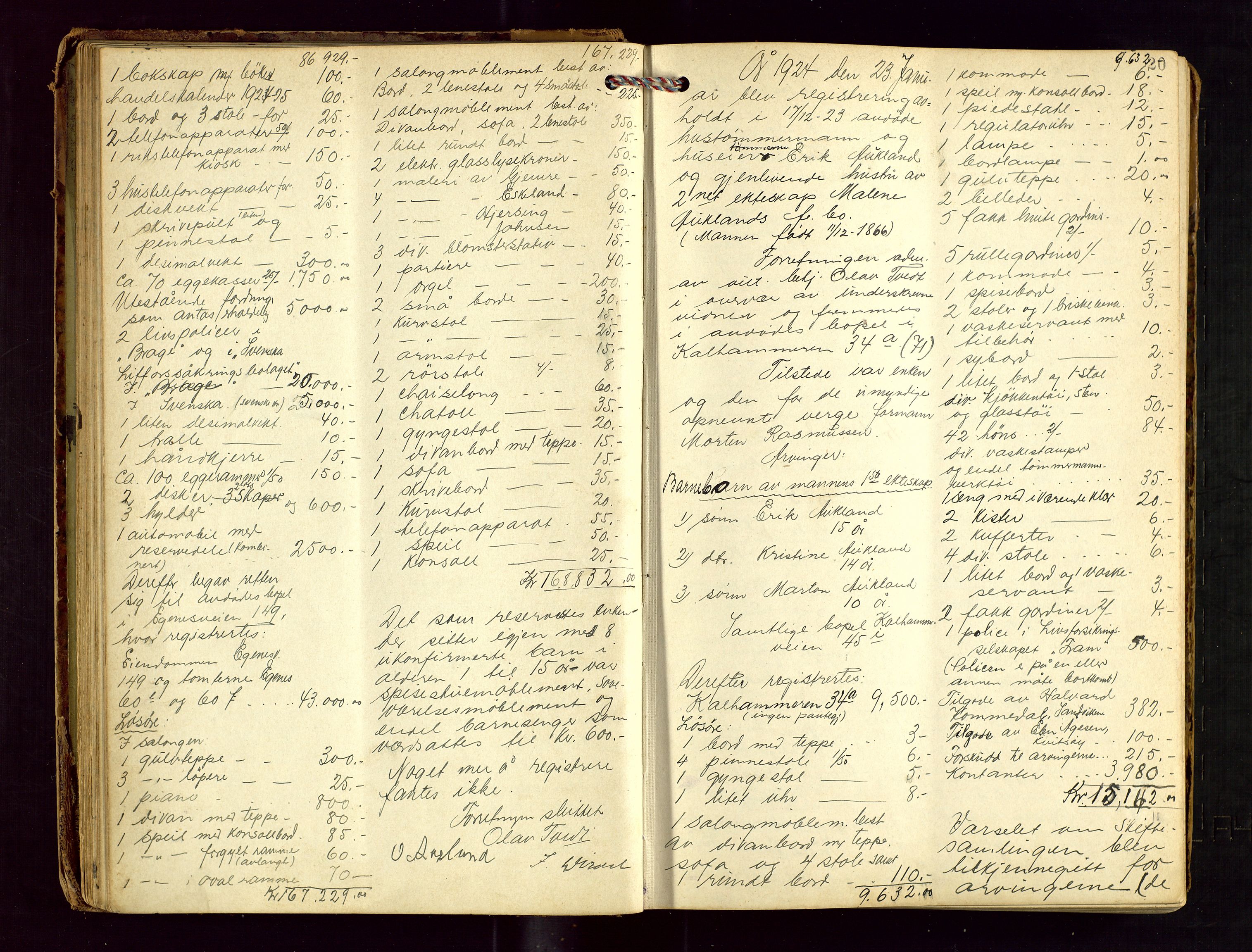 Stavanger skifteforvalter, AV/SAST-A-101412/001/5/53/533BA/L0004: Registreringsprotokoll, 1923-1930, p. 19b-20a