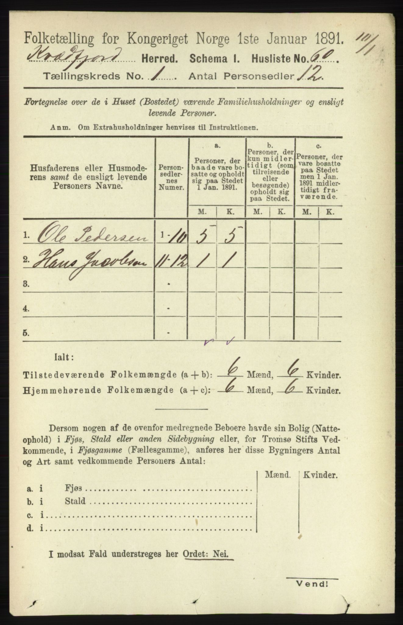 RA, 1891 census for 1911 Kvæfjord, 1891, p. 80