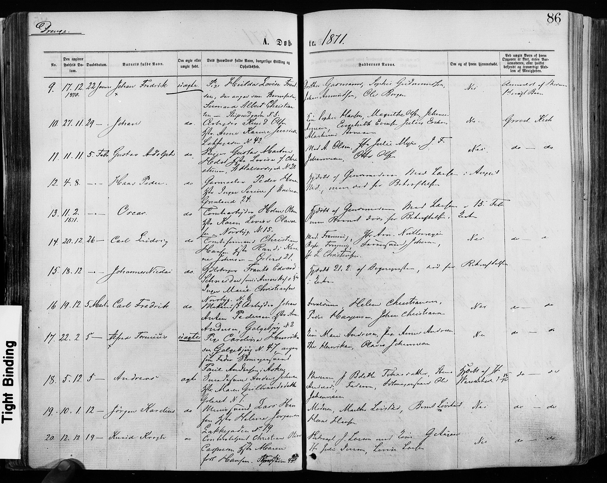 Grønland prestekontor Kirkebøker, AV/SAO-A-10848/F/Fa/L0004: Parish register (official) no. 4, 1869-1880, p. 86