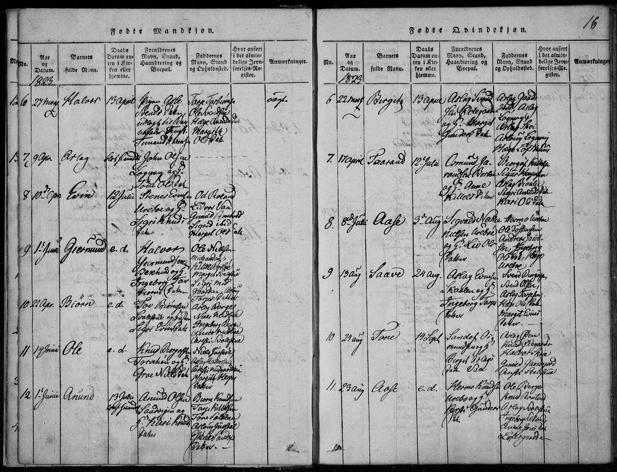 Rauland kirkebøker, AV/SAKO-A-292/F/Fa/L0001: Parish register (official) no. I 1, 1814-1859, p. 16