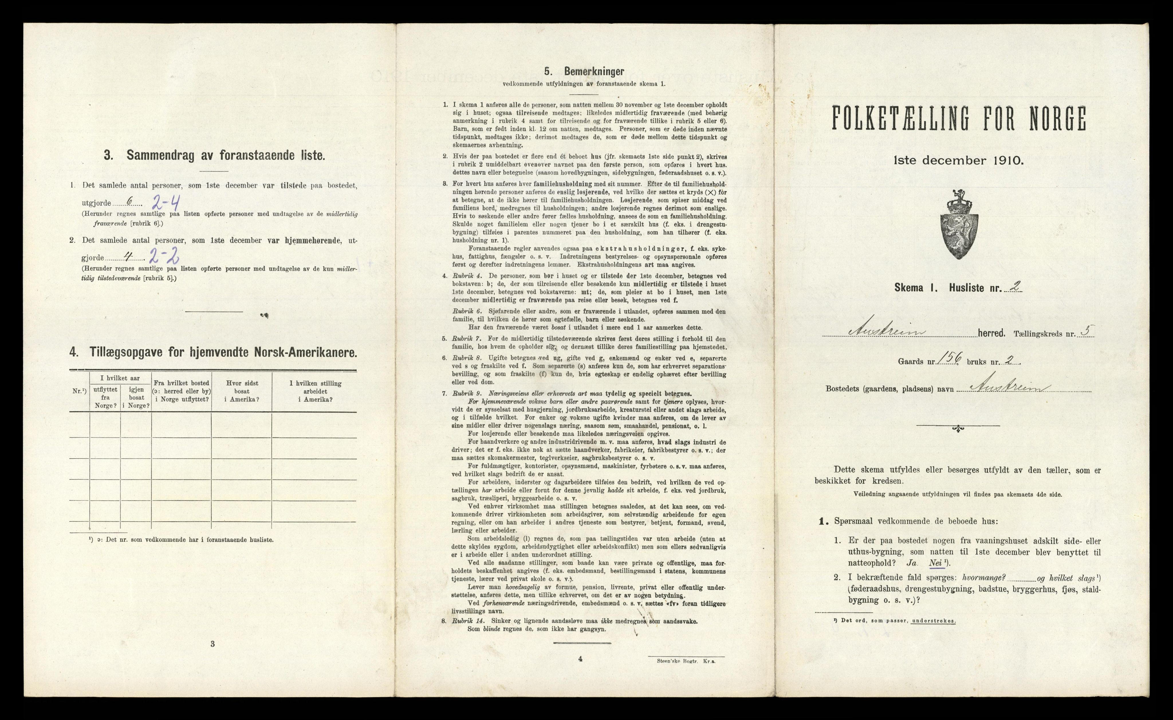 RA, 1910 census for Austrheim, 1910, p. 278