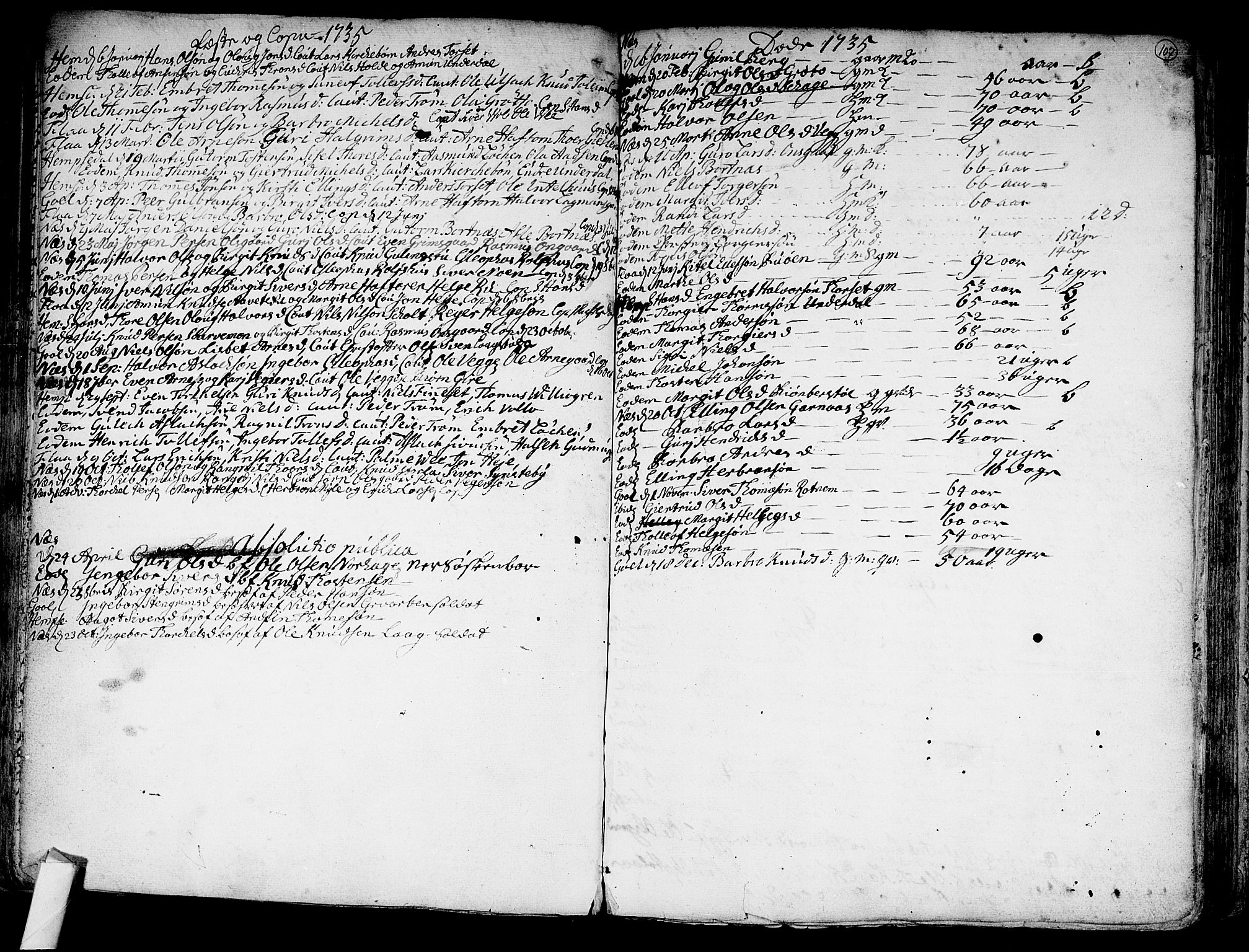 Nes kirkebøker, SAKO/A-236/F/Fa/L0002: Parish register (official) no. 2, 1707-1759, p. 107