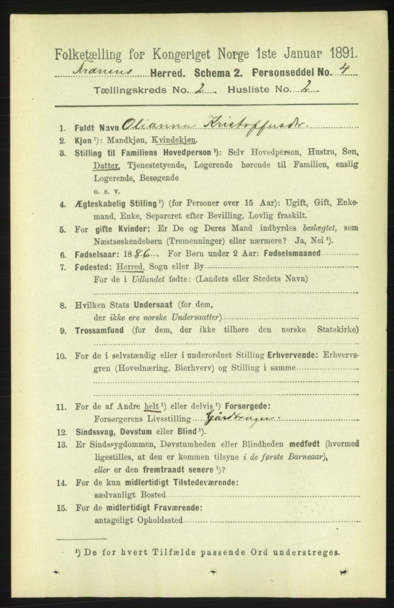 RA, 1891 census for 1548 Fræna, 1891, p. 494