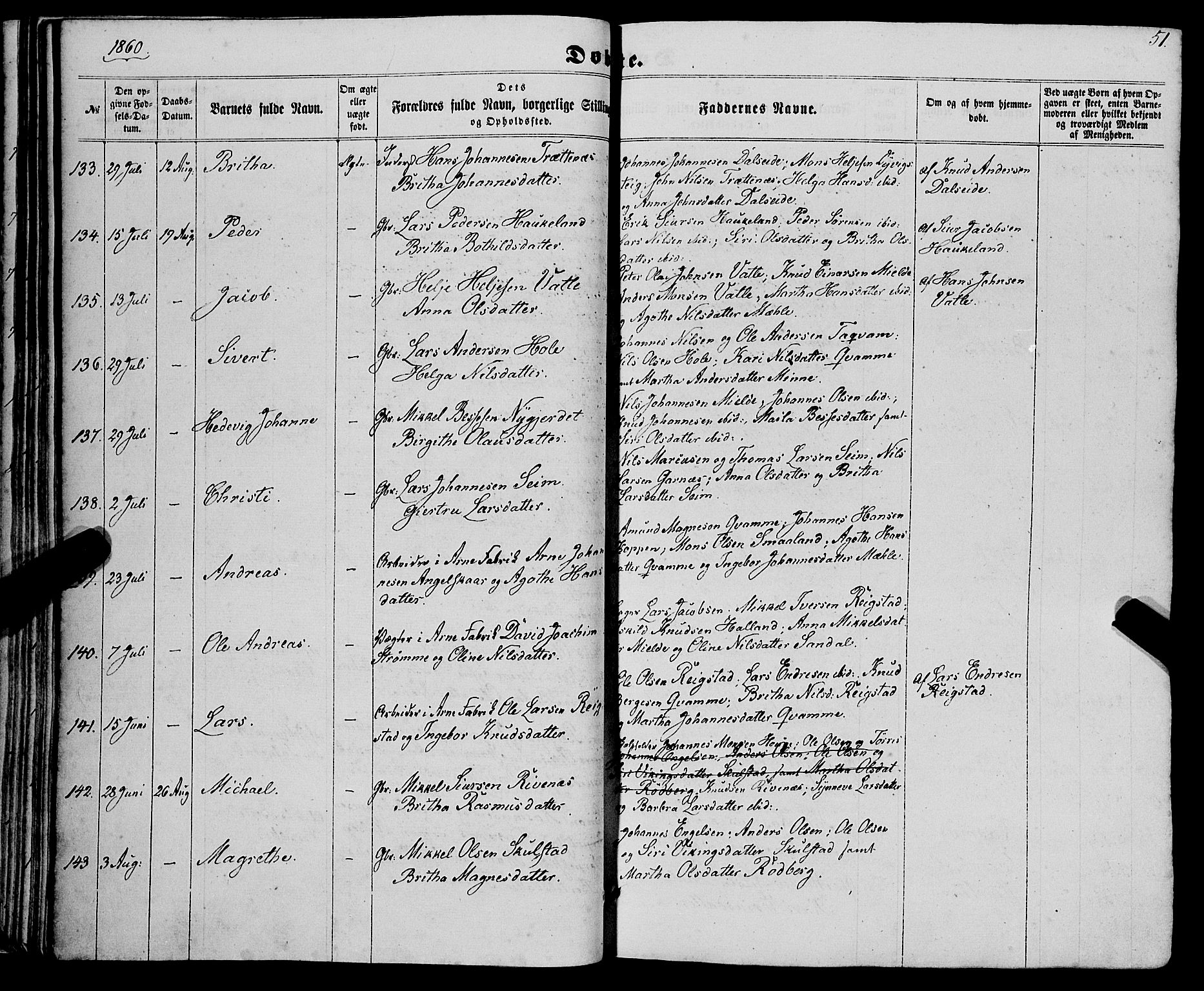 Haus sokneprestembete, AV/SAB-A-75601/H/Haa: Parish register (official) no. A 17, 1858-1870, p. 51