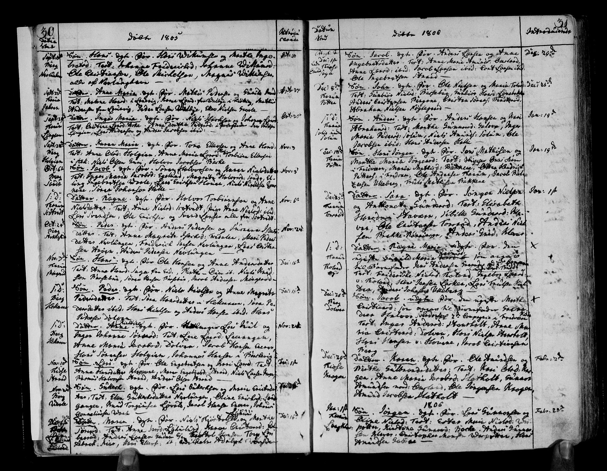 Brunlanes kirkebøker, SAKO/A-342/F/Fa/L0002: Parish register (official) no. I 2, 1802-1834, p. 30-31