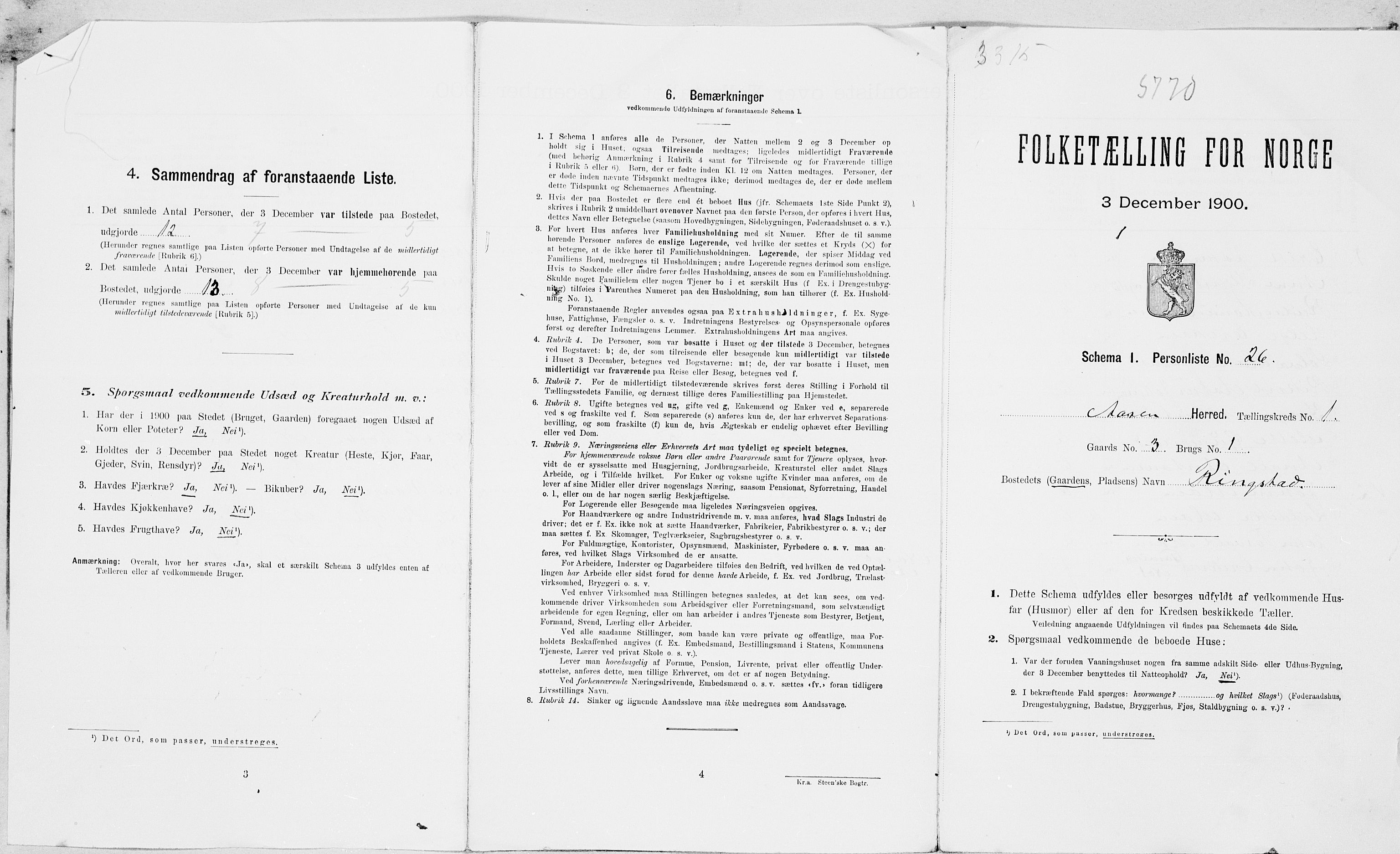 SAT, 1900 census for Åsen, 1900, p. 16