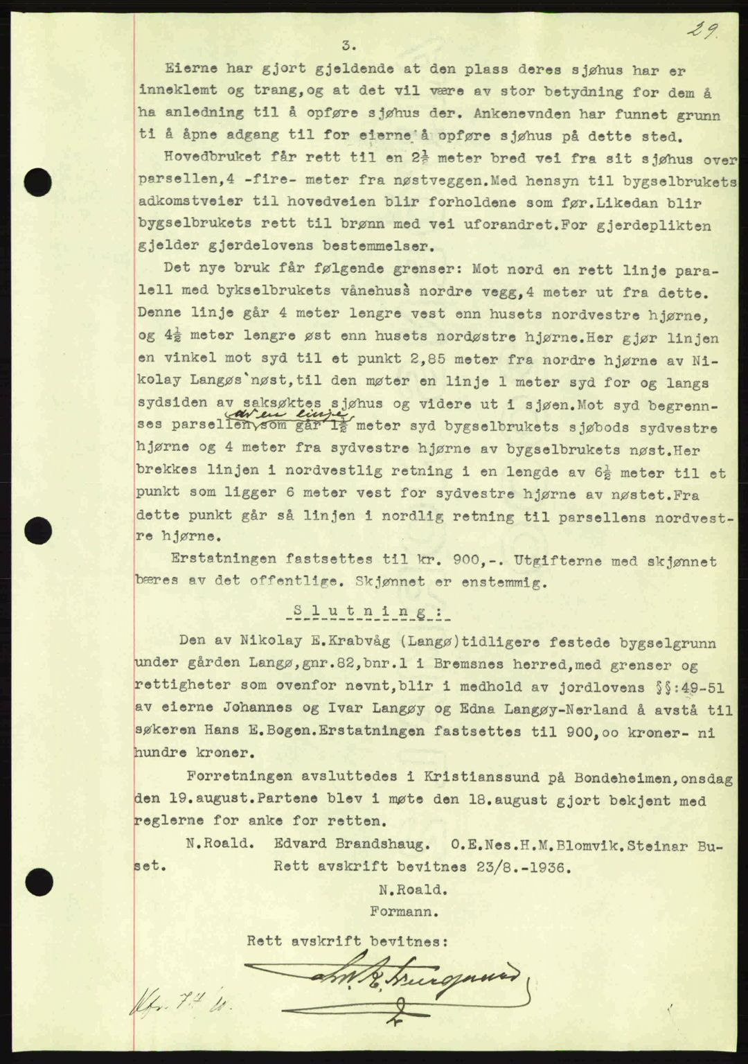 Nordmøre sorenskriveri, SAT/A-4132/1/2/2Ca: Mortgage book no. A86, 1939-1939, Diary no: : 805/1939