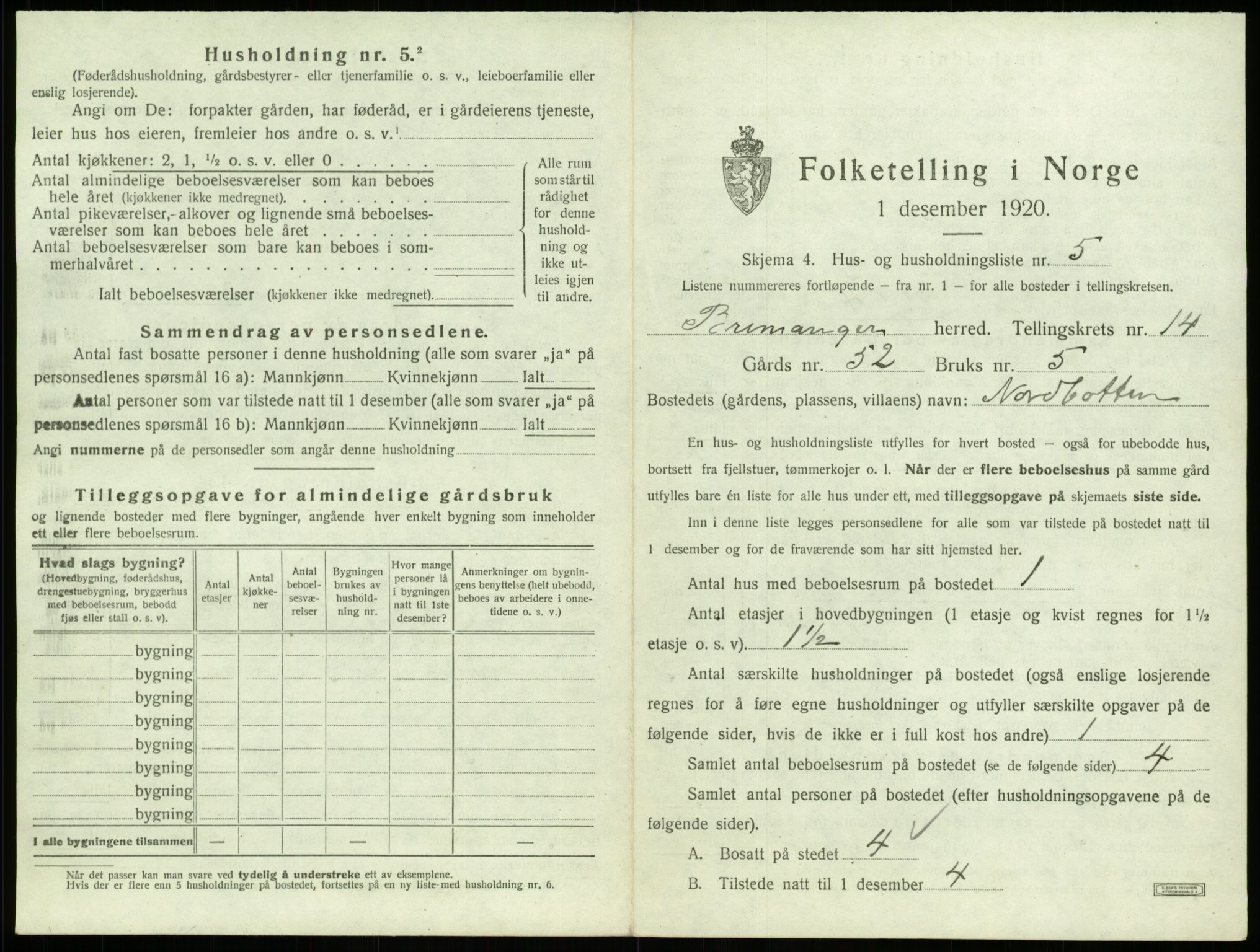 SAB, 1920 census for Bremanger, 1920, p. 946