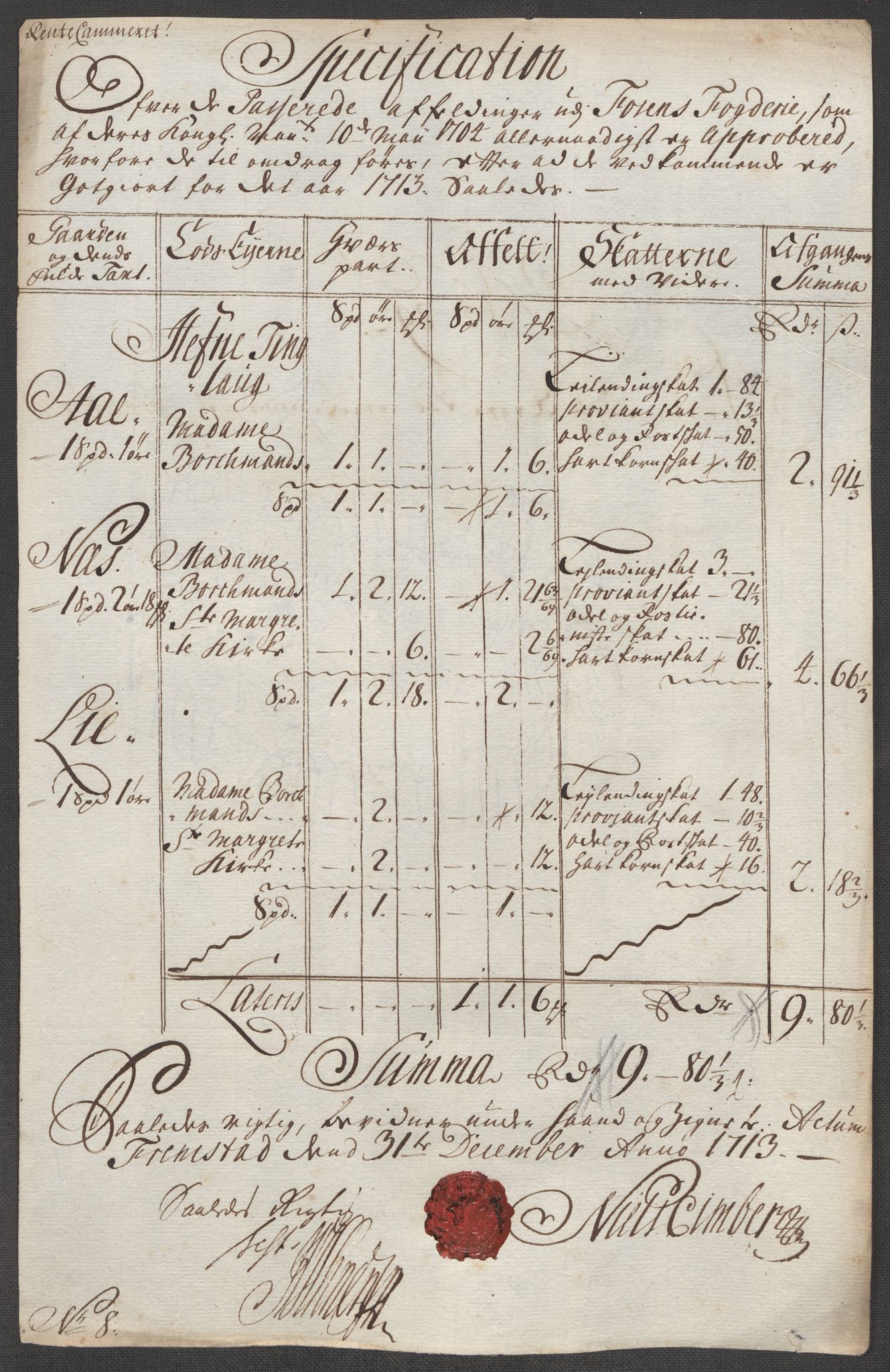 Rentekammeret inntil 1814, Reviderte regnskaper, Fogderegnskap, AV/RA-EA-4092/R57/L3861: Fogderegnskap Fosen, 1712-1713, p. 471