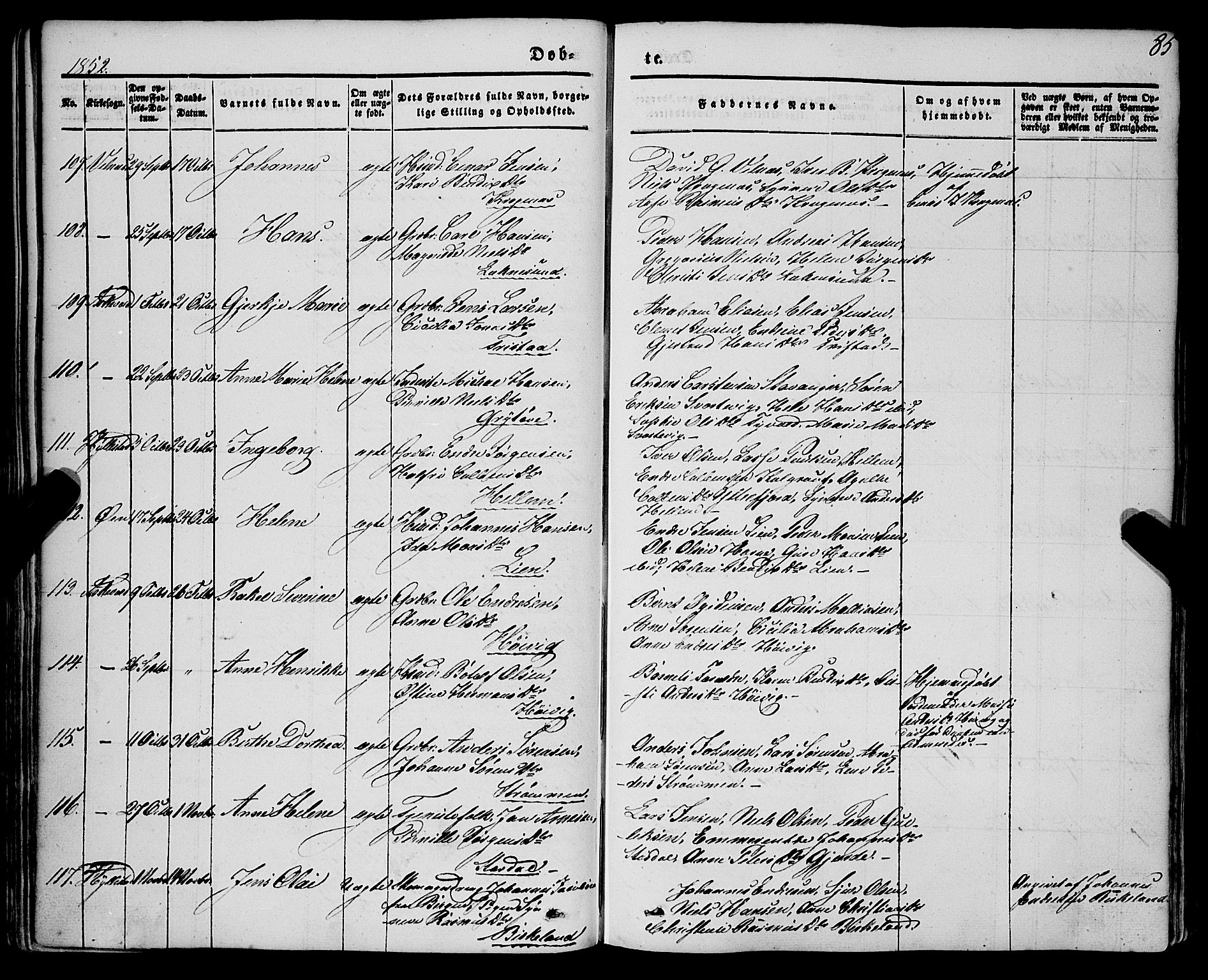 Askvoll sokneprestembete, SAB/A-79501/H/Haa/Haaa/L0011/0001: Parish register (official) no. A 11 I, 1845-1864, p. 85