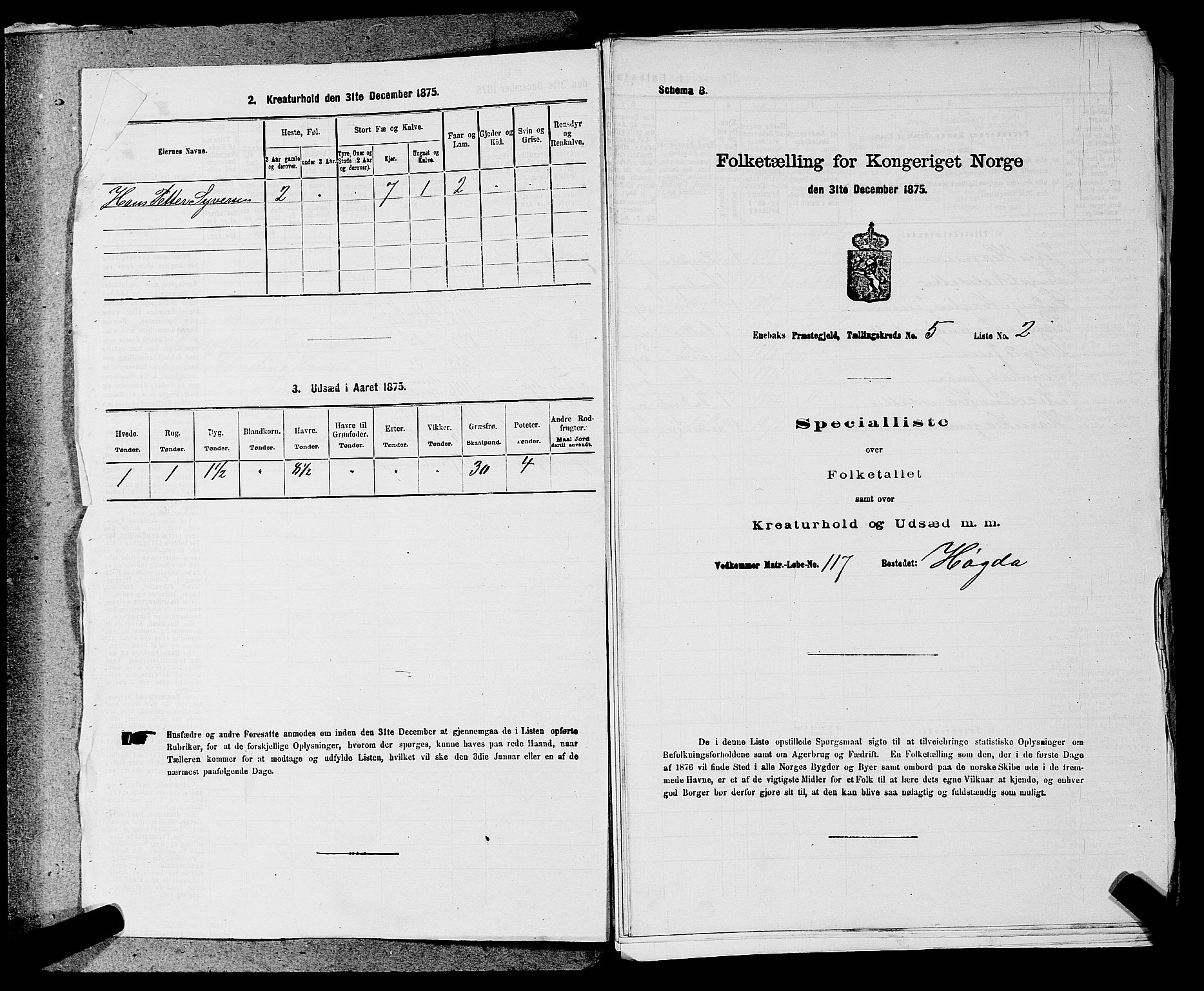 RA, 1875 census for 0229P Enebakk, 1875, p. 656