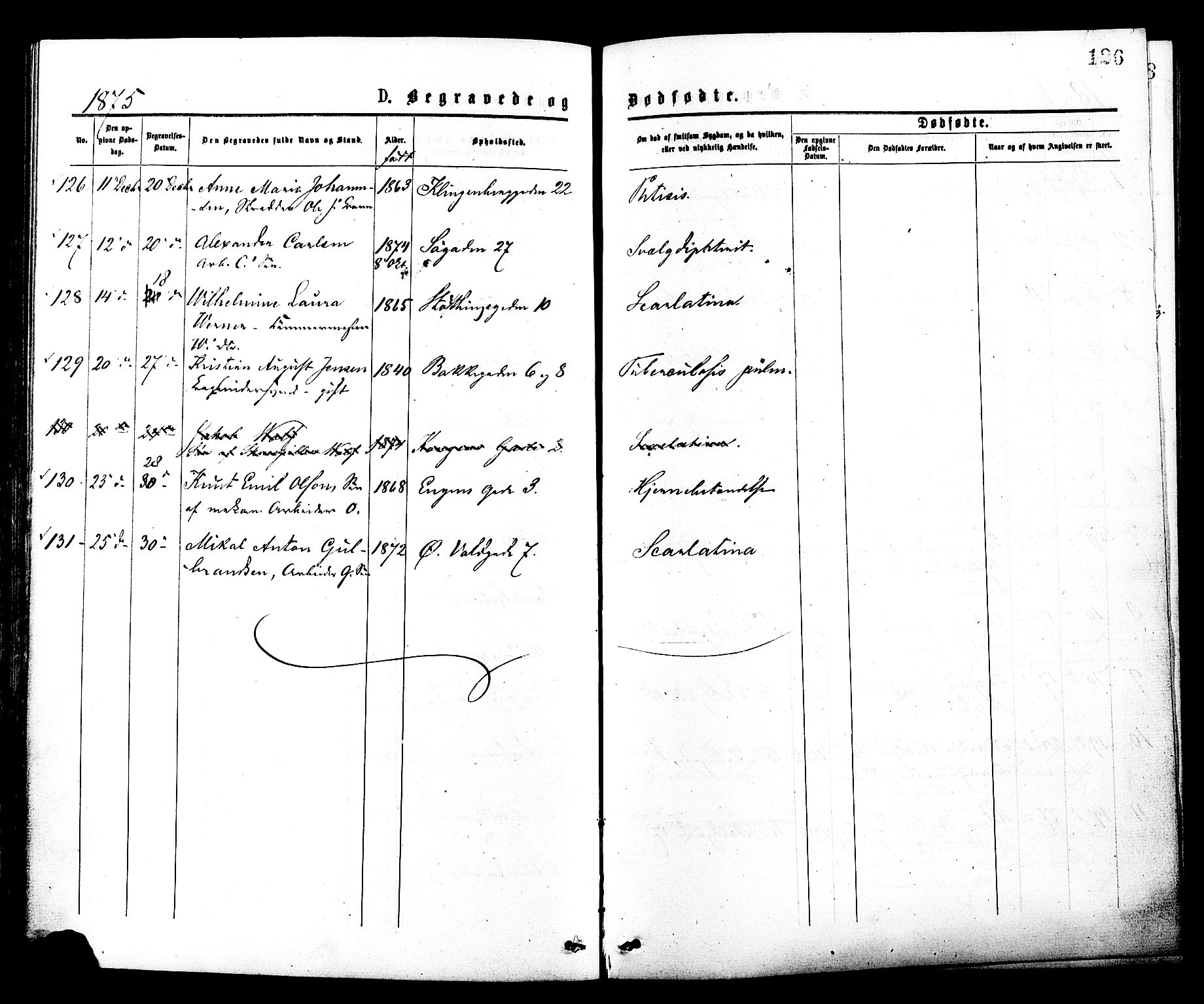 Johannes prestekontor Kirkebøker, SAO/A-10852/F/Fa/L0002: Parish register (official) no. 2, 1875-1882, p. 126