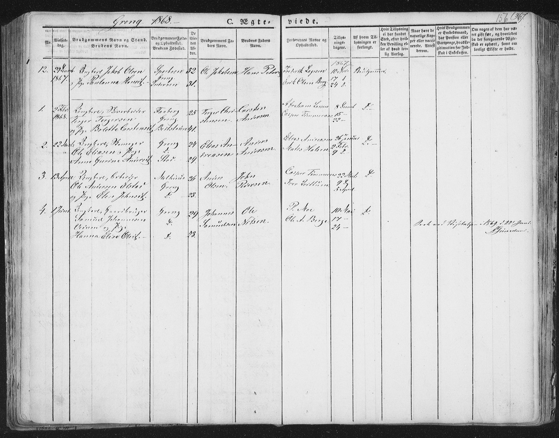 Ministerialprotokoller, klokkerbøker og fødselsregistre - Nord-Trøndelag, SAT/A-1458/758/L0513: Parish register (official) no. 758A02 /1, 1839-1868, p. 156