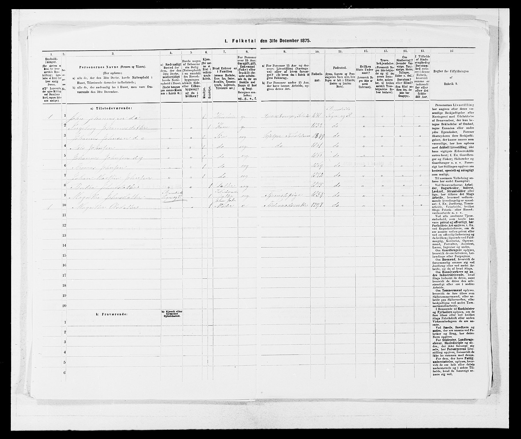 SAB, 1875 census for 1251P Bruvik, 1875, p. 144