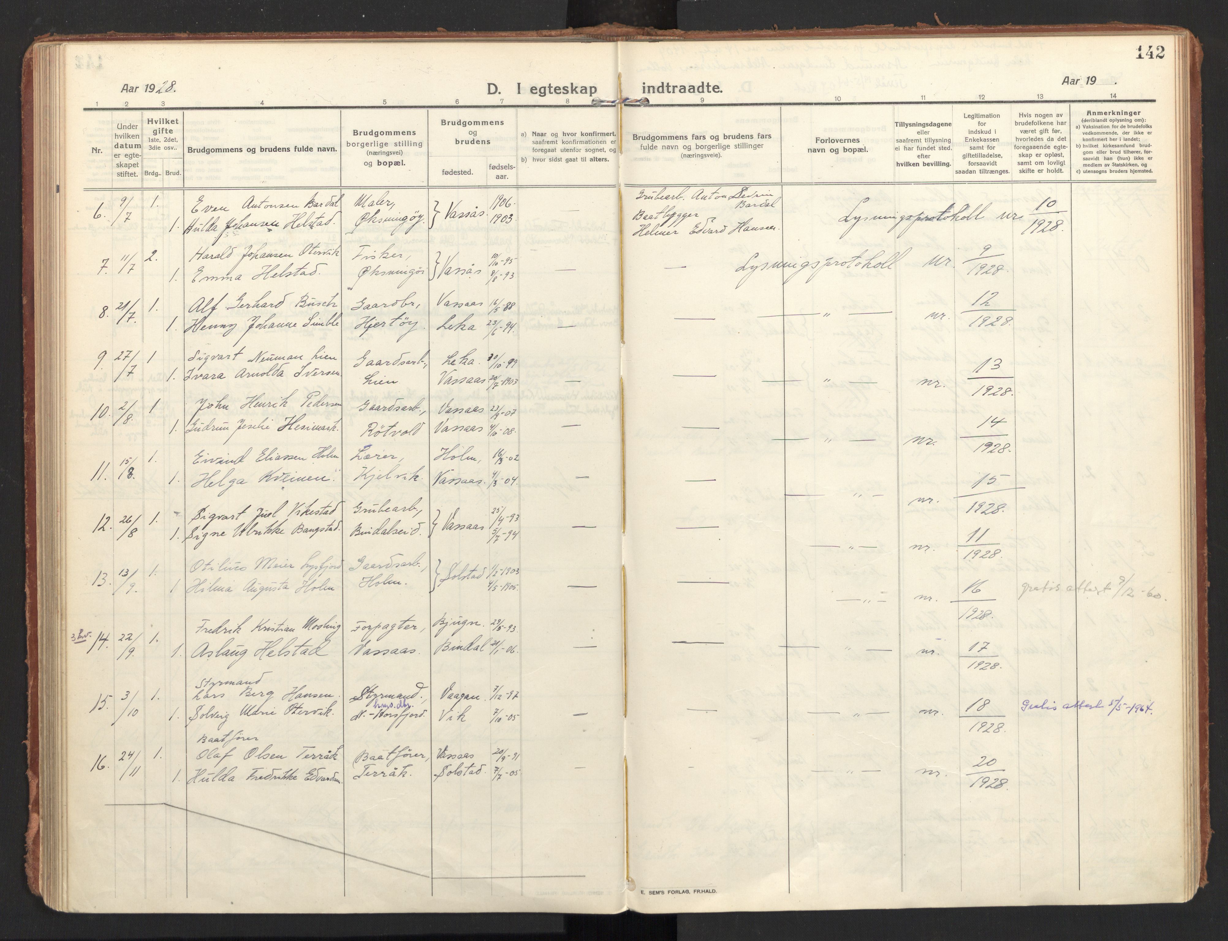 Ministerialprotokoller, klokkerbøker og fødselsregistre - Nordland, AV/SAT-A-1459/810/L0156: Parish register (official) no. 810A15, 1915-1930, p. 142