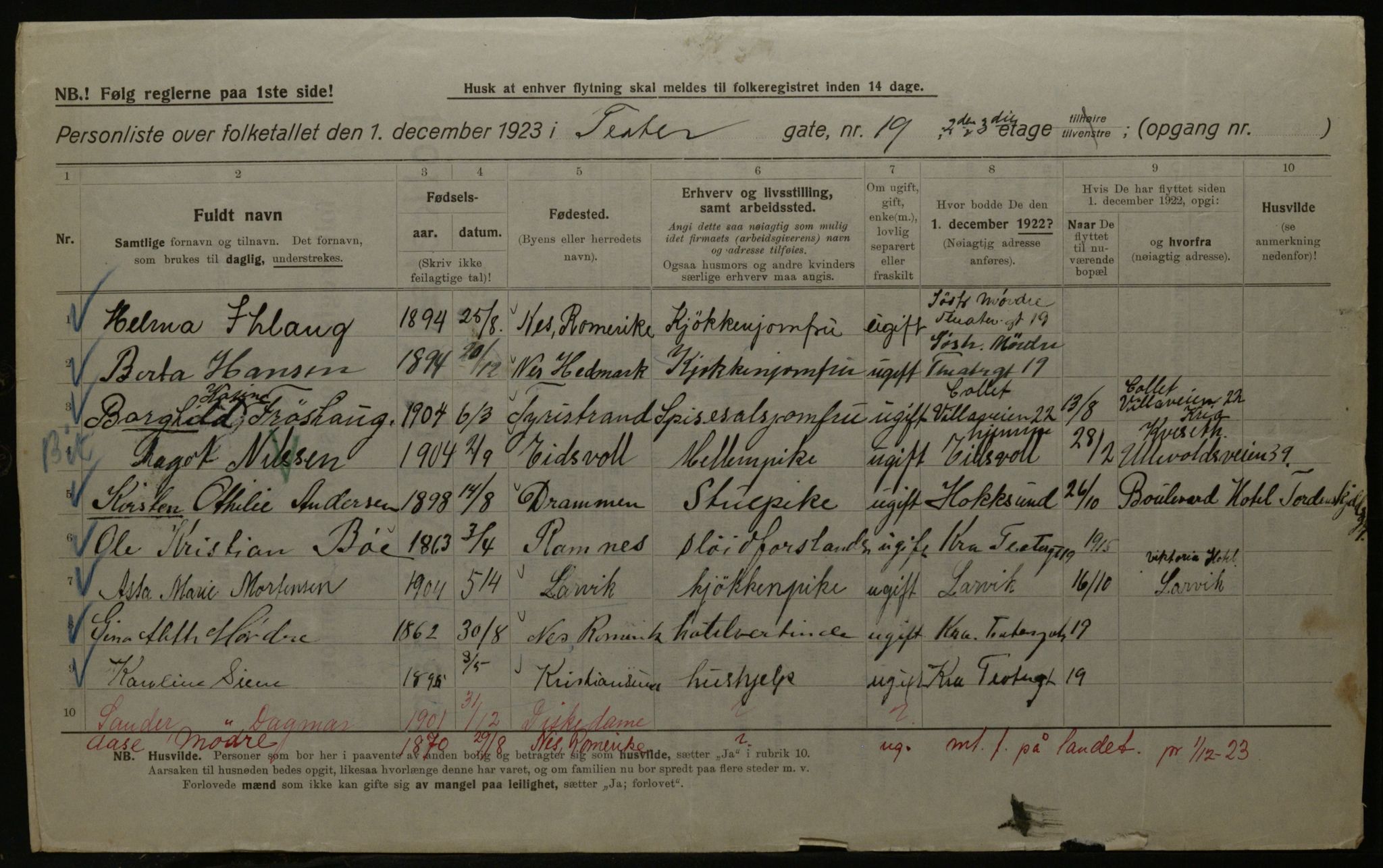 OBA, Municipal Census 1923 for Kristiania, 1923, p. 118702