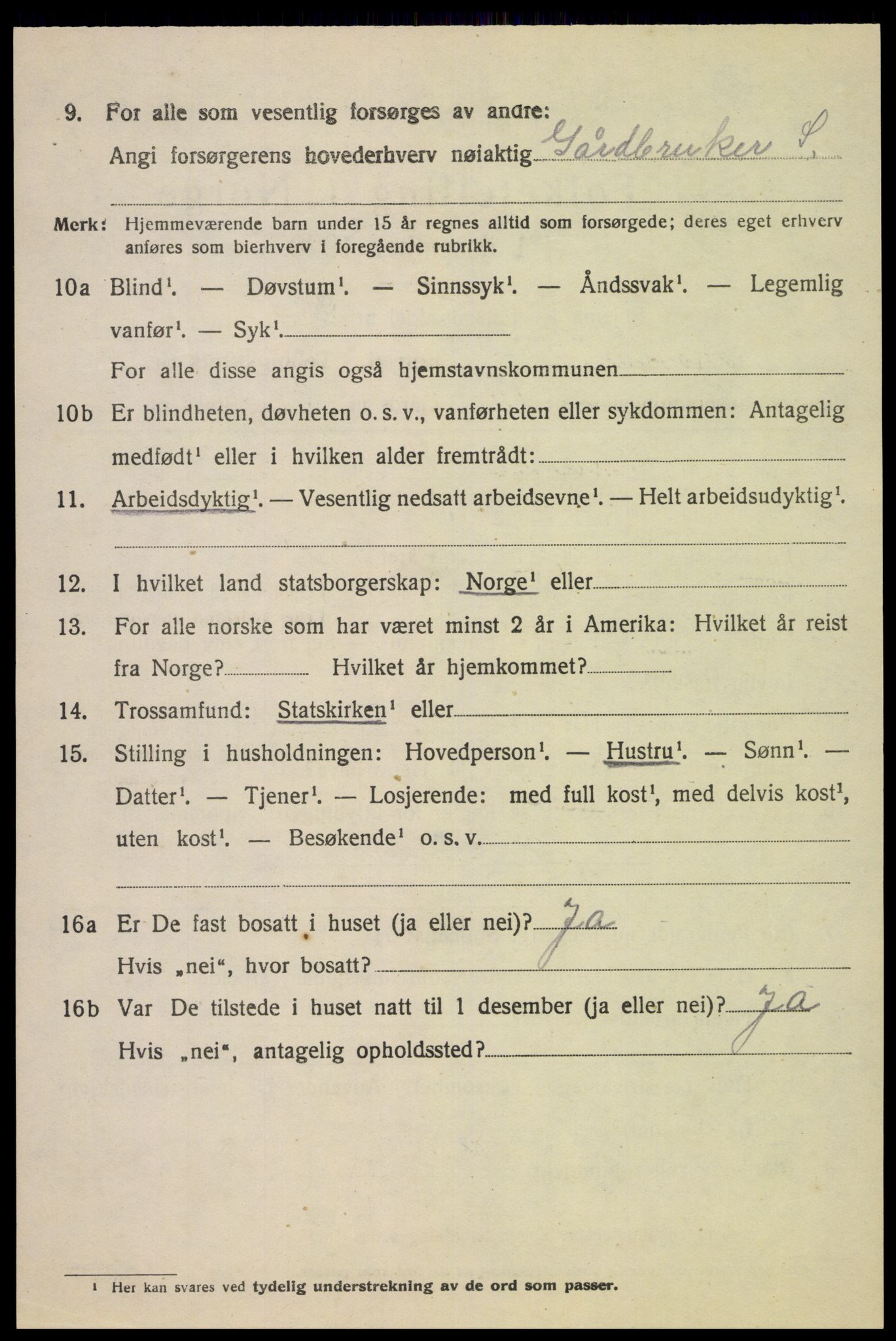 SAK, 1920 census for Fjotland, 1920, p. 879