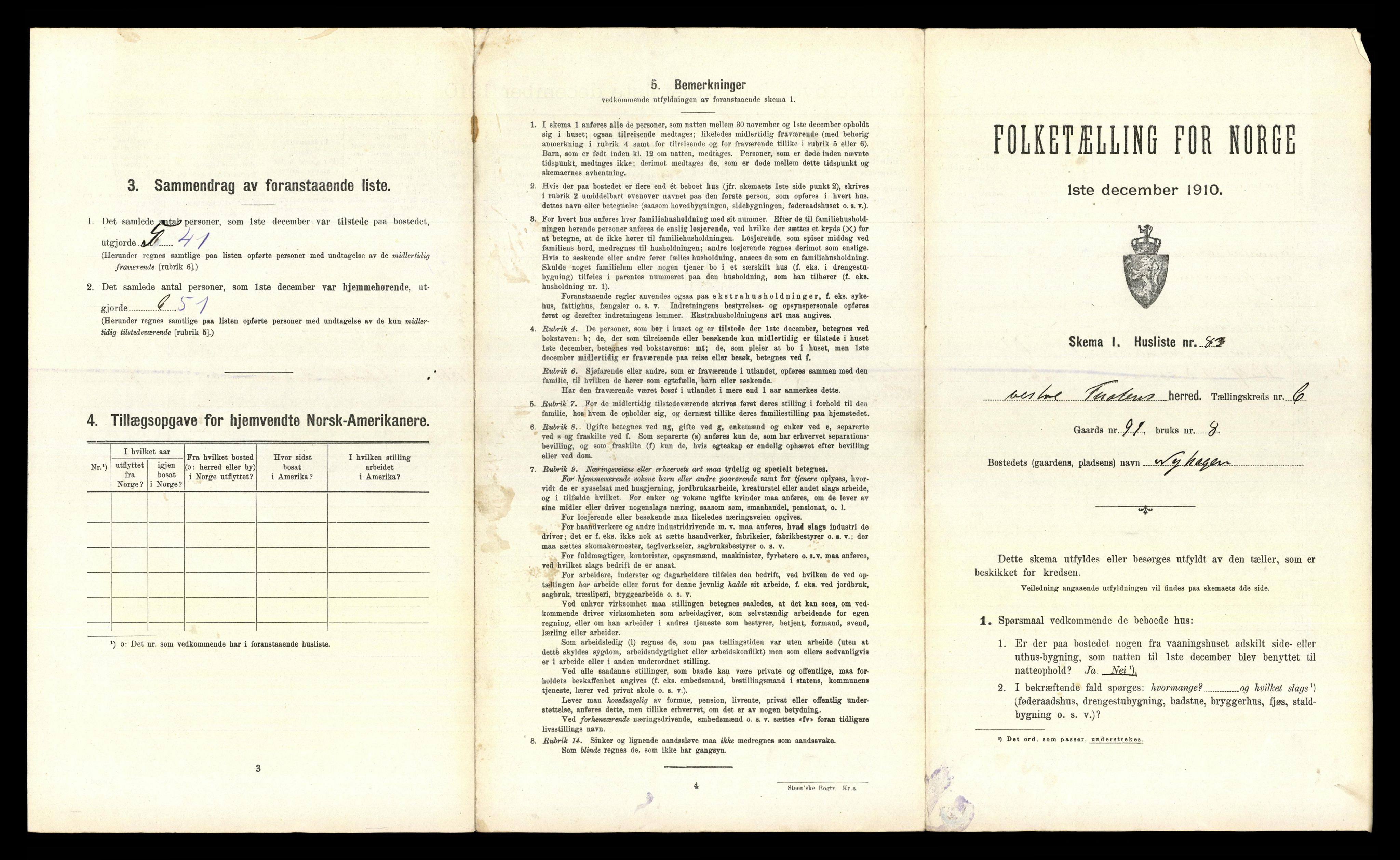 RA, 1910 census for Vestre Toten, 1910, p. 1015