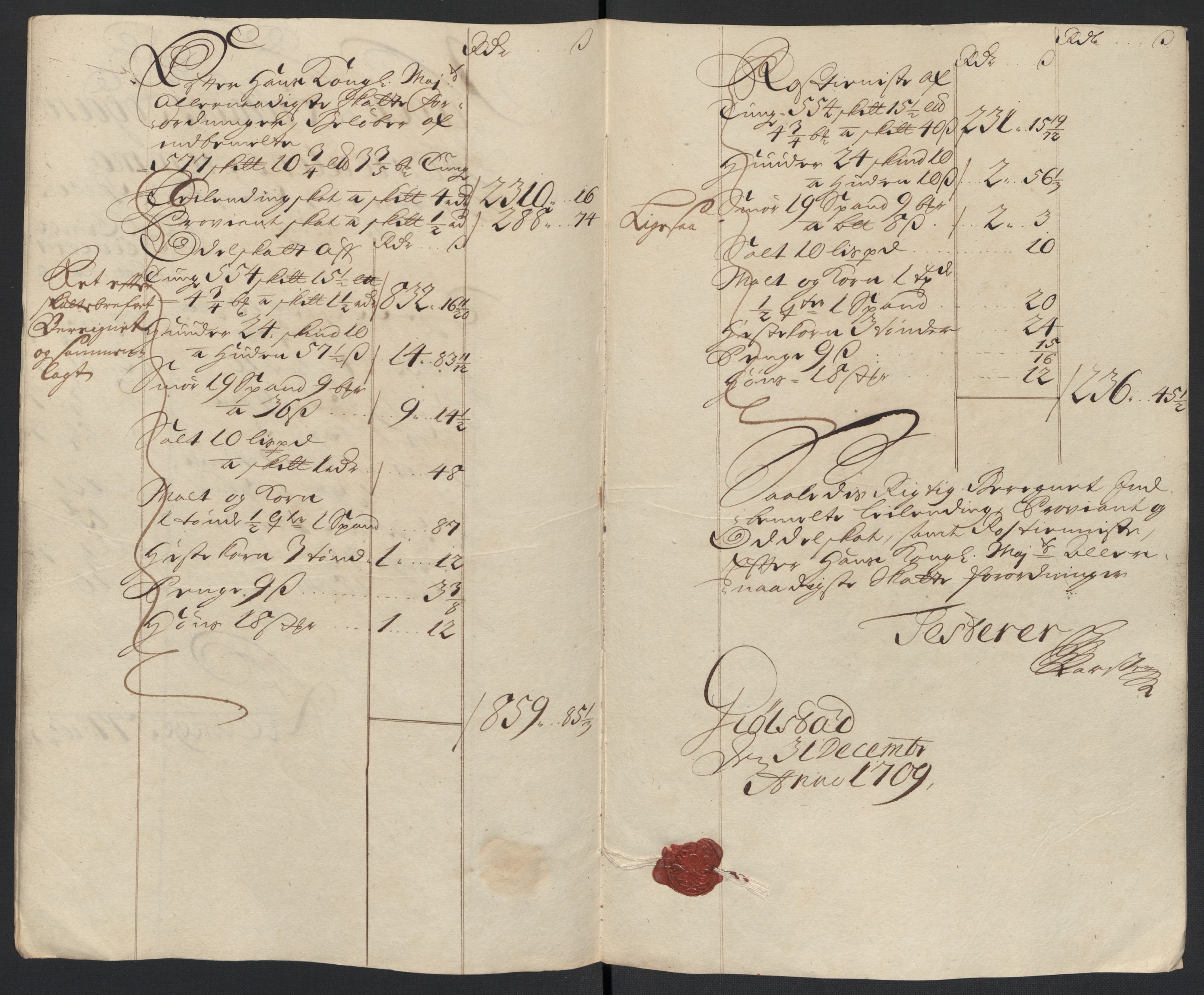 Rentekammeret inntil 1814, Reviderte regnskaper, Fogderegnskap, AV/RA-EA-4092/R07/L0301: Fogderegnskap Rakkestad, Heggen og Frøland, 1709, p. 184