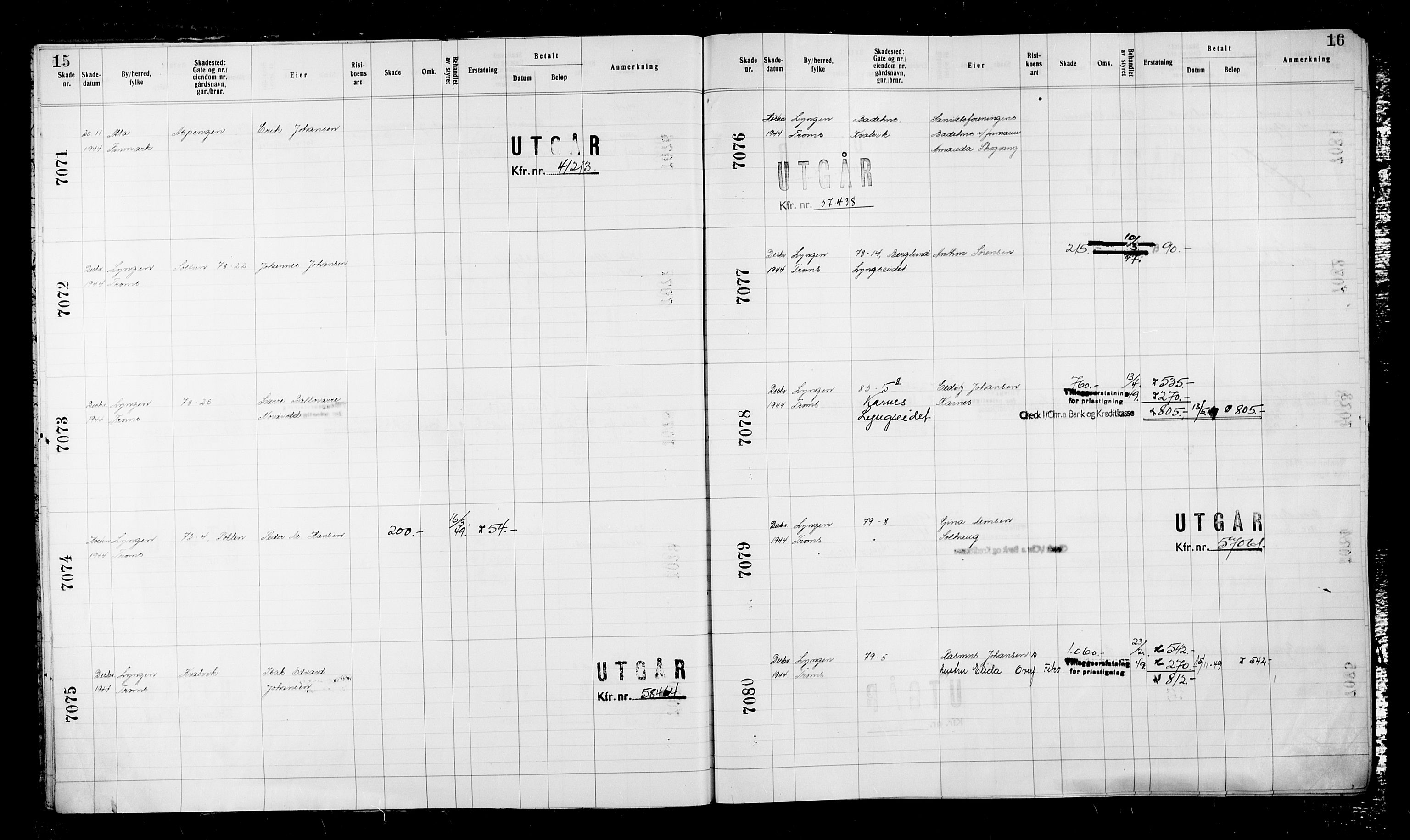 Krigsskadetrygdene for bygninger og løsøre, AV/RA-S-1548/V/L0043: Bygning, ikke trygdet., 1940-1945, p. 15-16