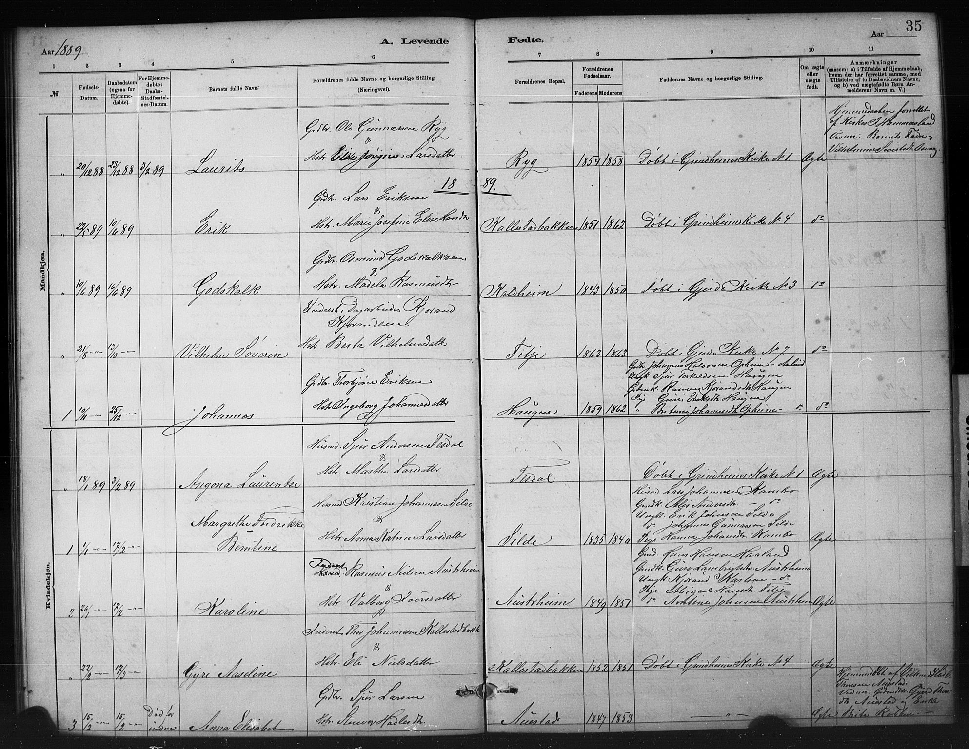 Etne sokneprestembete, SAB/A-75001/H/Hab: Parish register (copy) no. A 5, 1879-1896, p. 35