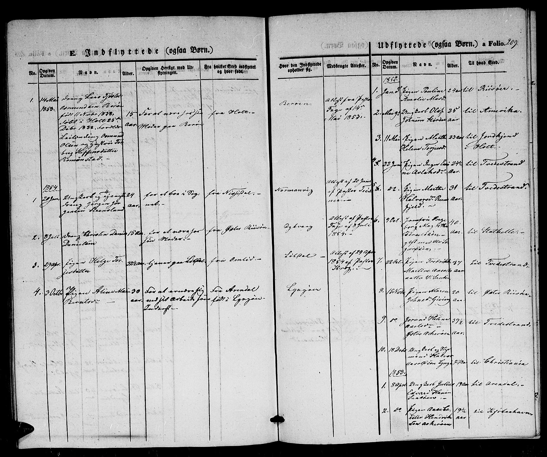 Dypvåg sokneprestkontor, AV/SAK-1111-0007/F/Fb/Fba/L0010: Parish register (copy) no. B 10, 1842-1857, p. 209