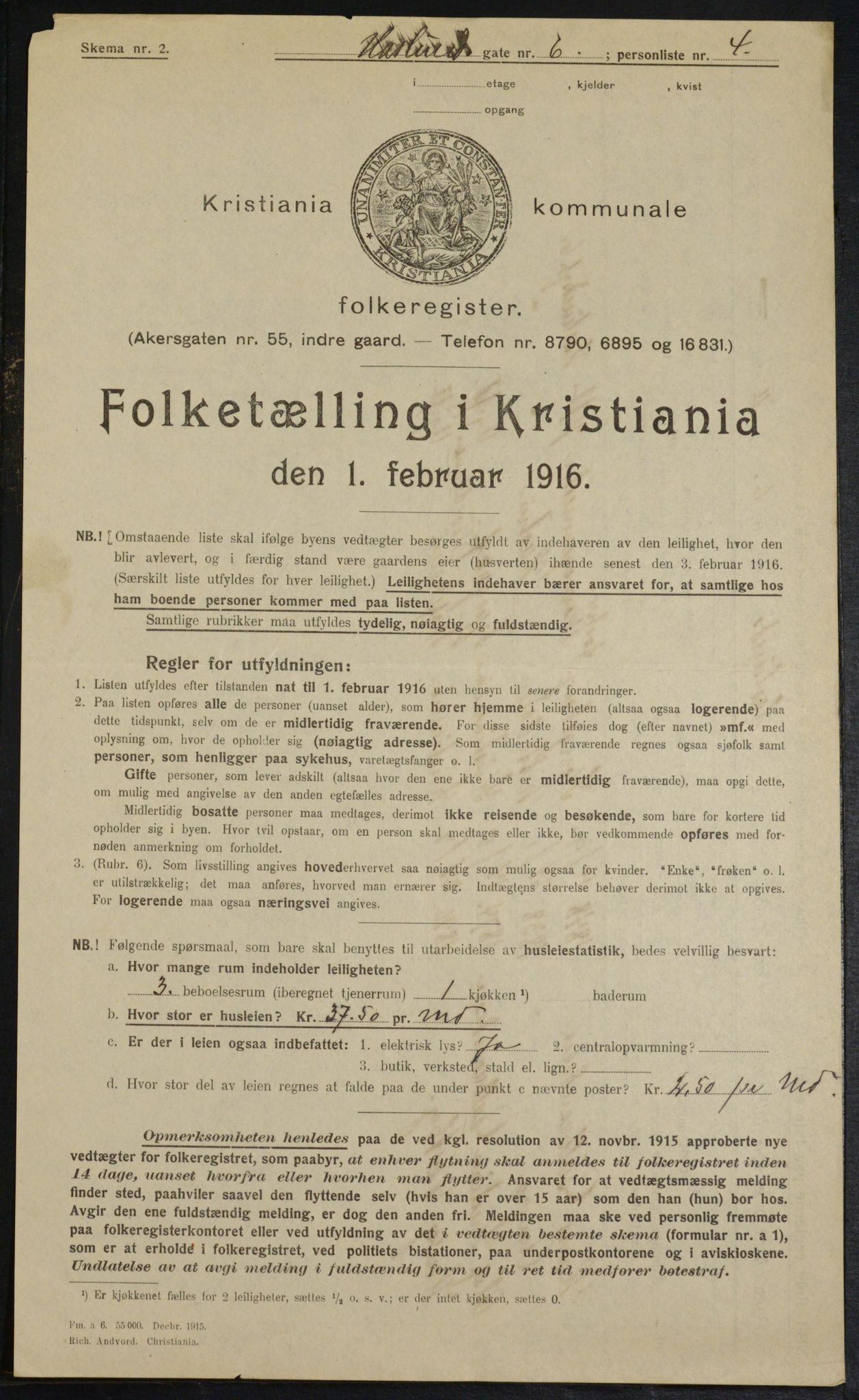 OBA, Municipal Census 1916 for Kristiania, 1916, p. 27279