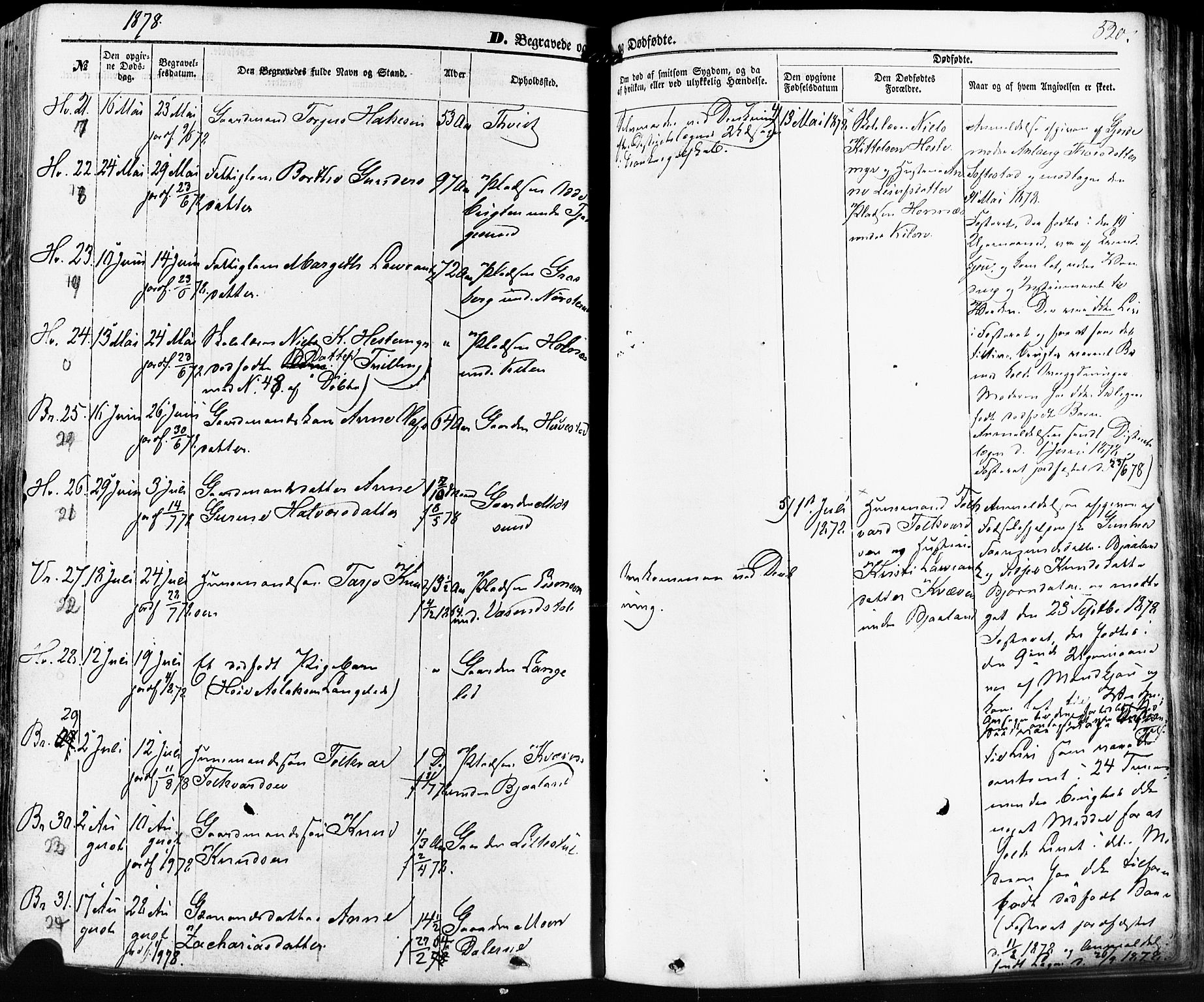 Kviteseid kirkebøker, AV/SAKO-A-276/F/Fa/L0007: Parish register (official) no. I 7, 1859-1881, p. 520