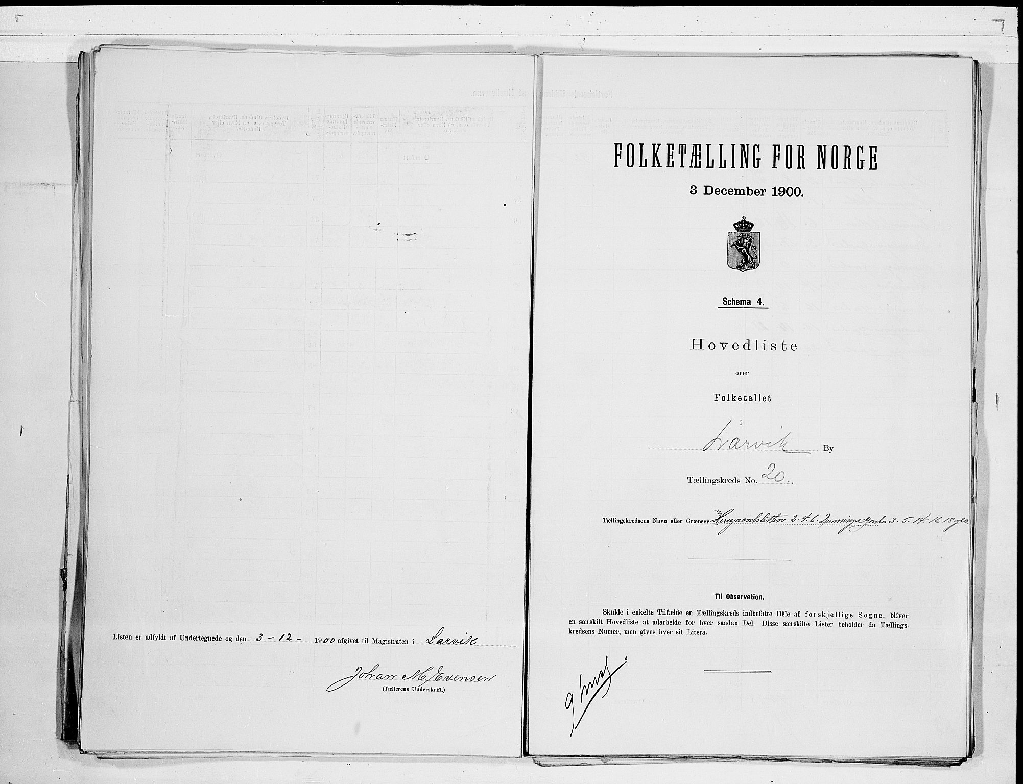 RA, 1900 census for Larvik, 1900, p. 42