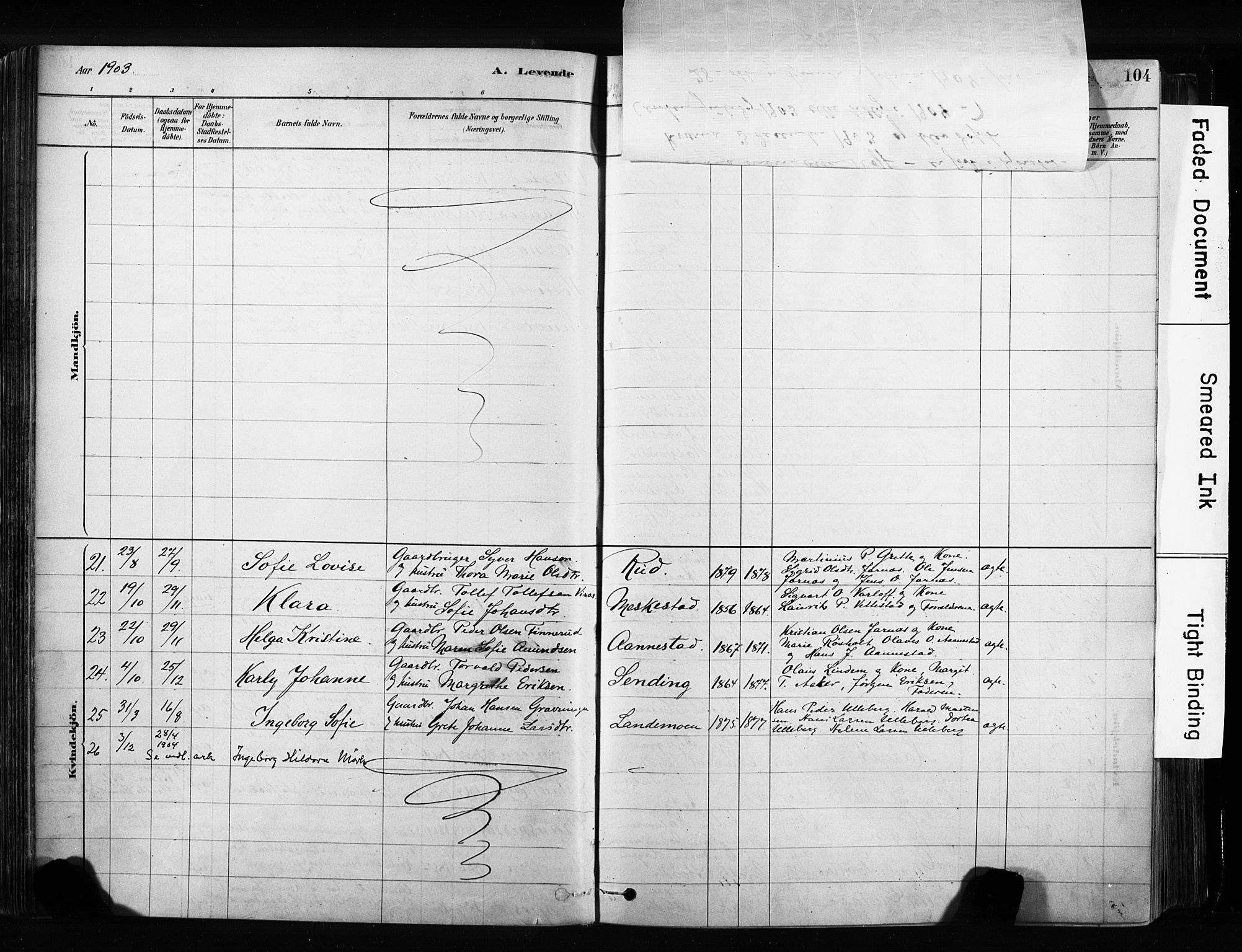 Sandsvær kirkebøker, SAKO/A-244/F/Fb/L0001: Parish register (official) no. II 1, 1878-1906, p. 104