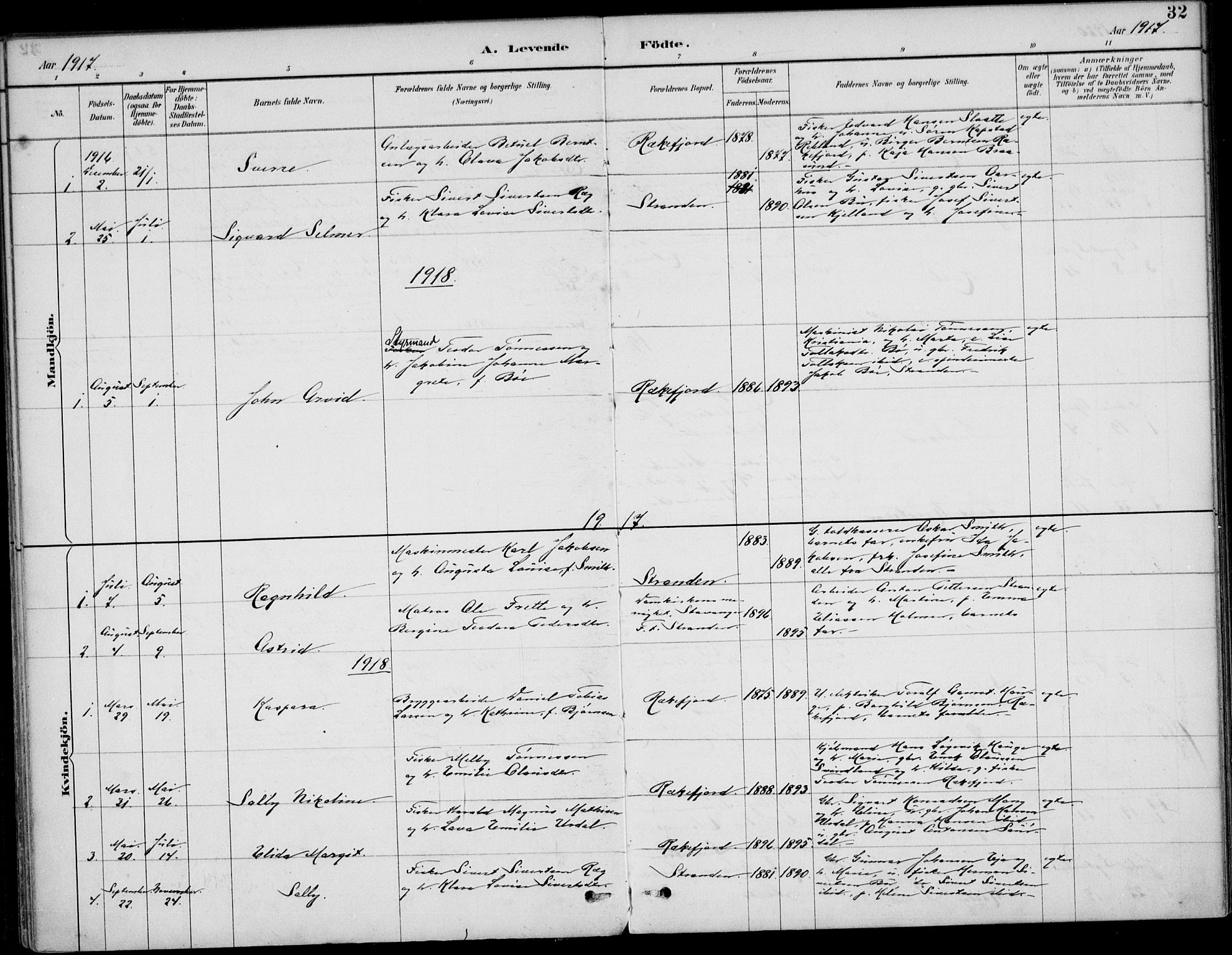 Sokndal sokneprestkontor, AV/SAST-A-101808: Parish register (official) no. A 12, 1887-1927, p. 32