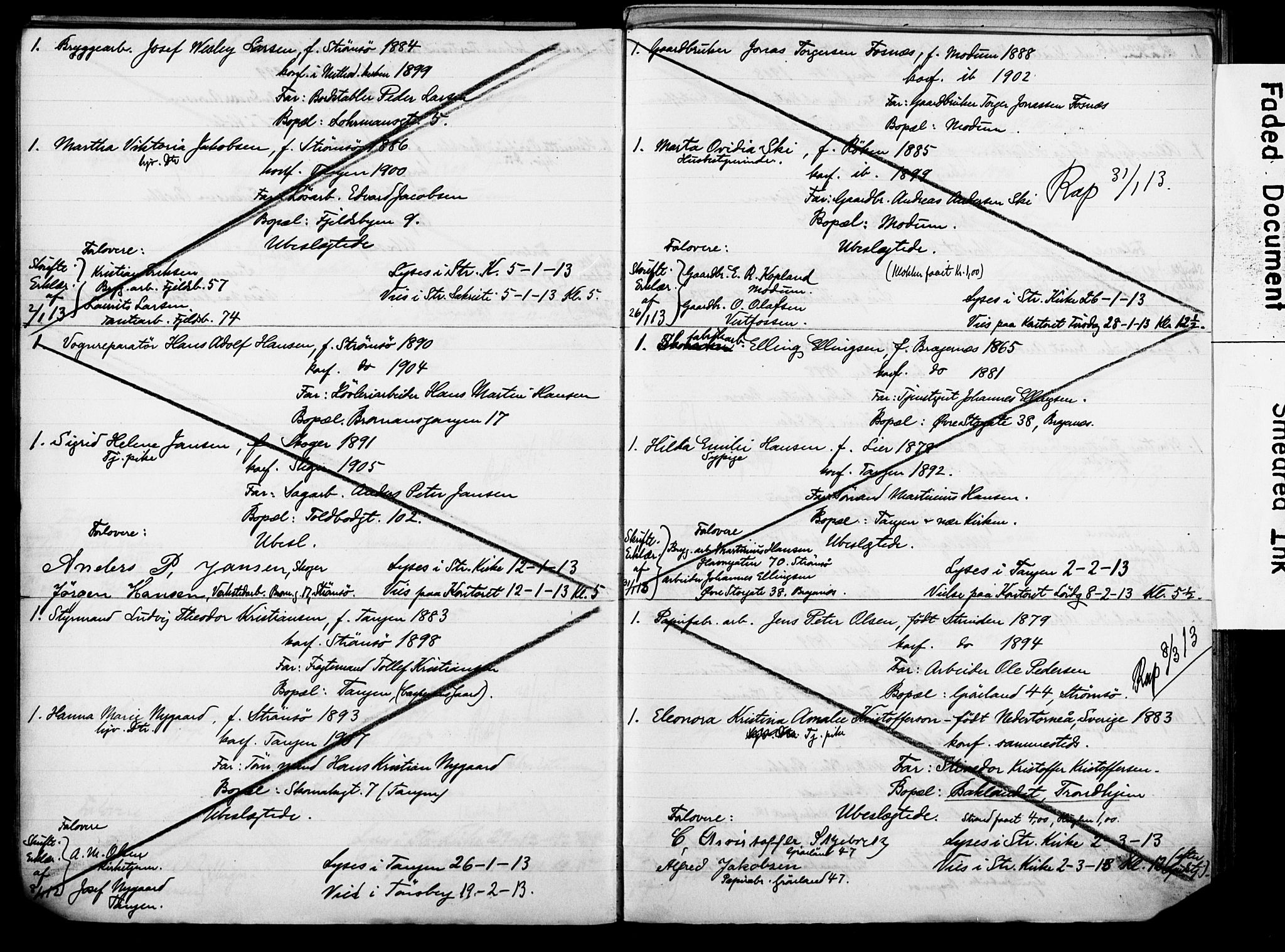 Strømsø kirkebøker, AV/SAKO-A-246/H/Ha/L0014: Banns register no. 14, 1911-1920