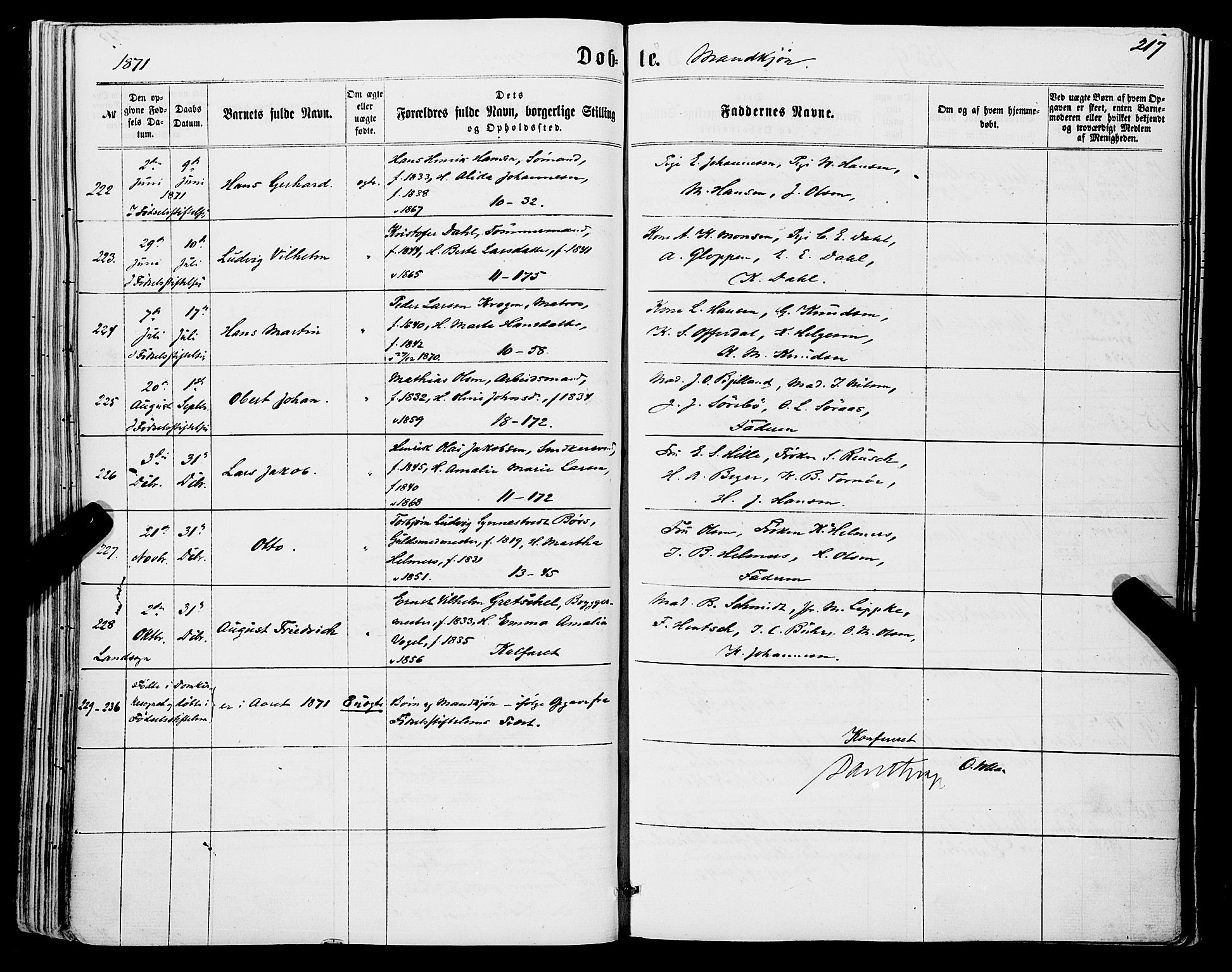 Domkirken sokneprestembete, SAB/A-74801/H/Haa/L0021: Parish register (official) no. B 4, 1859-1871, p. 217