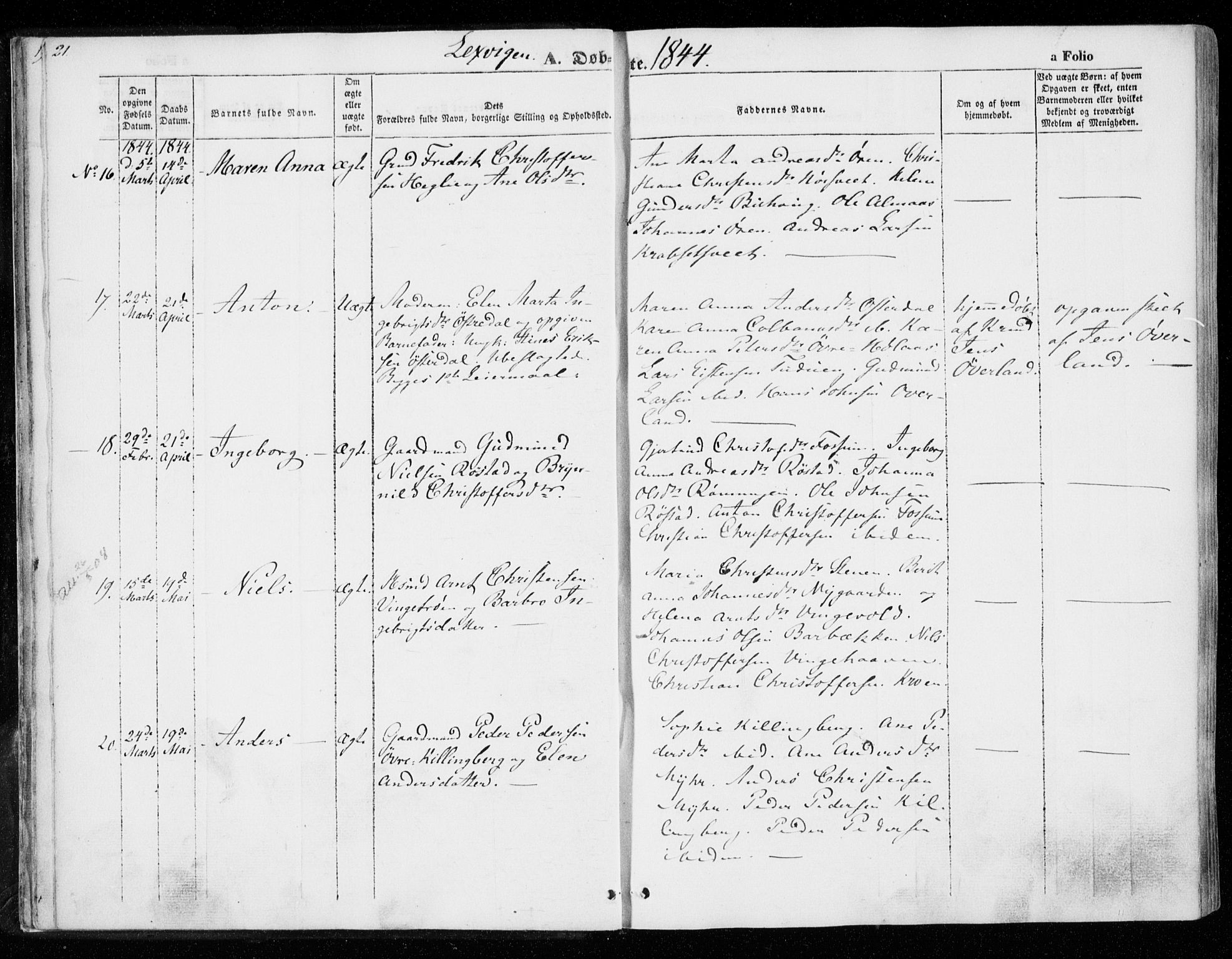 Ministerialprotokoller, klokkerbøker og fødselsregistre - Nord-Trøndelag, AV/SAT-A-1458/701/L0007: Parish register (official) no. 701A07 /1, 1842-1854, p. 21