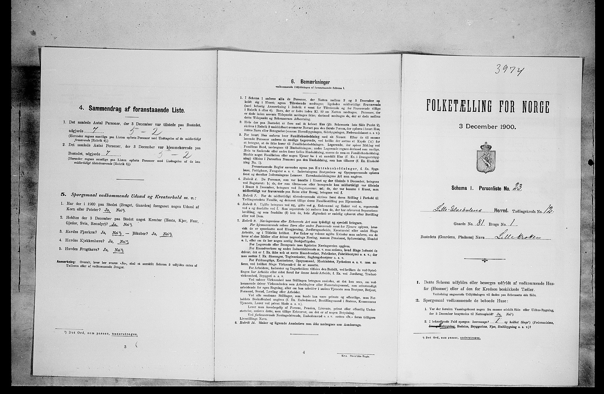 SAH, 1900 census for Lille Elvedalen, 1900, p. 891