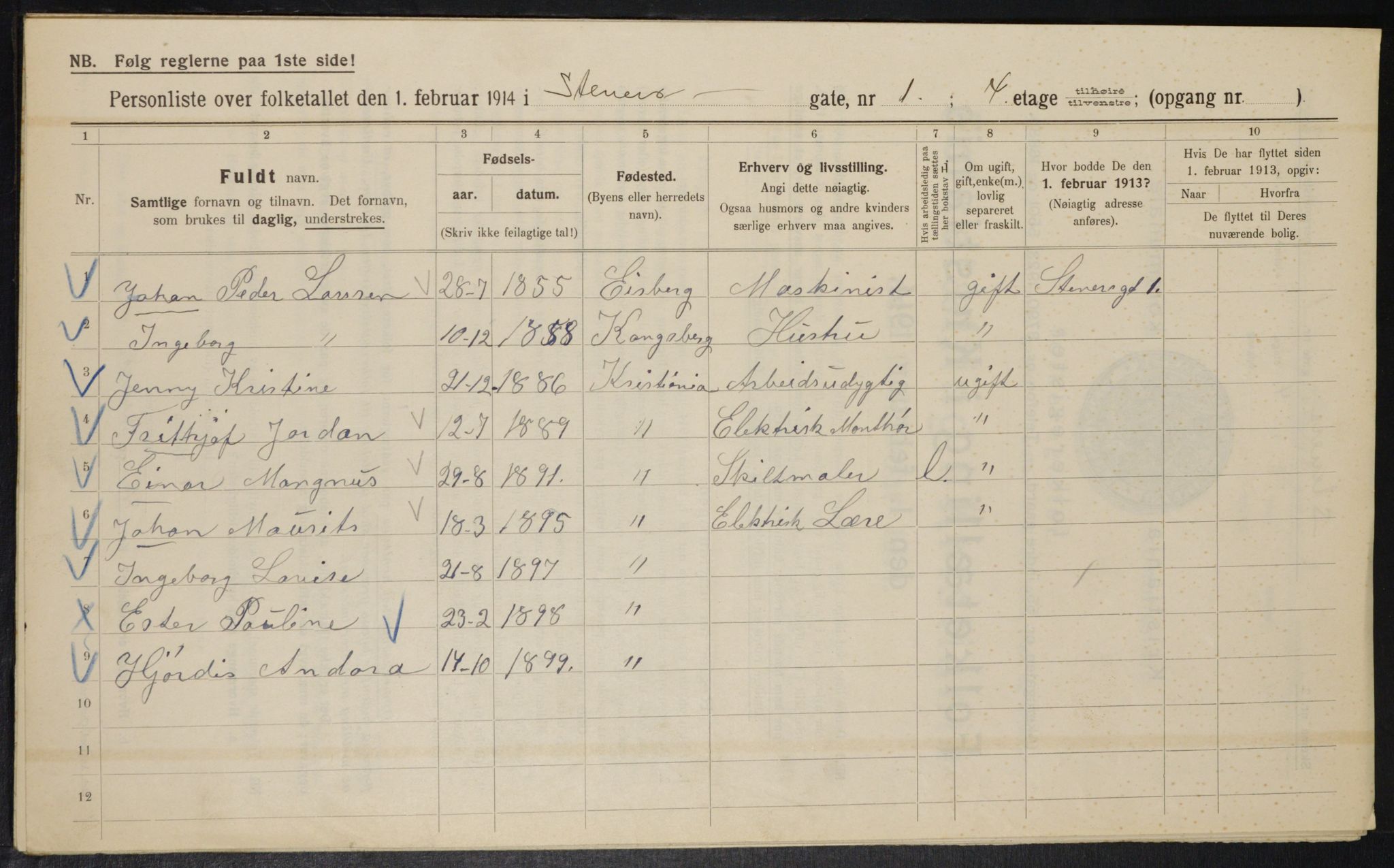 OBA, Municipal Census 1914 for Kristiania, 1914, p. 101397