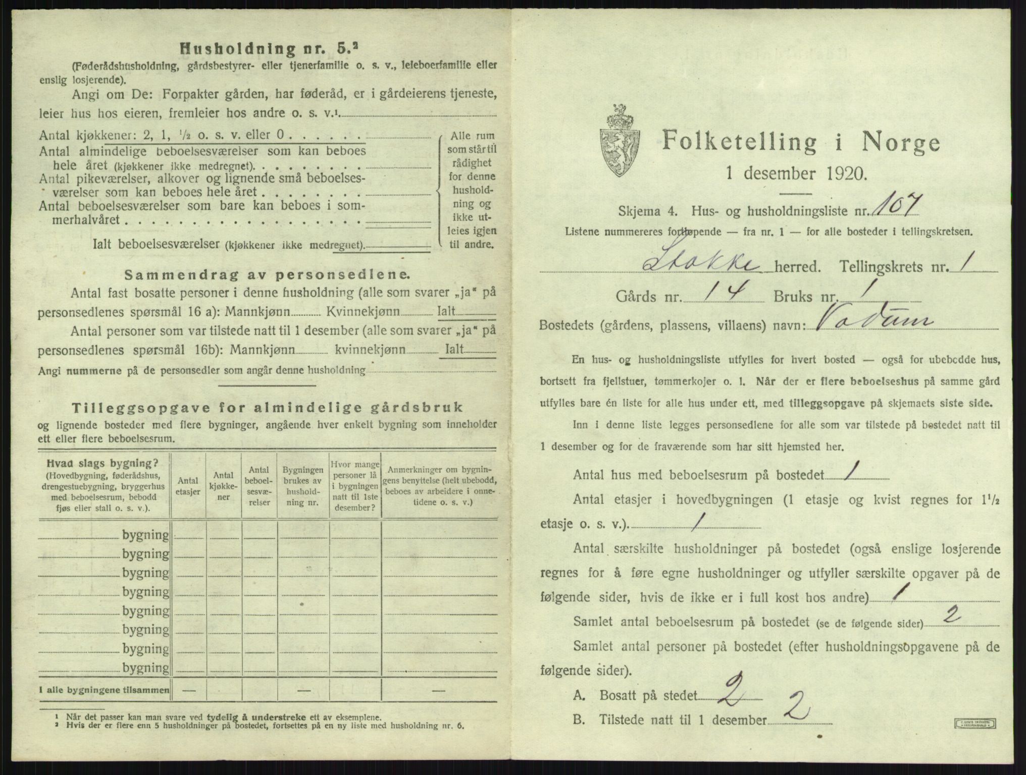 SAKO, 1920 census for Stokke, 1920, p. 263