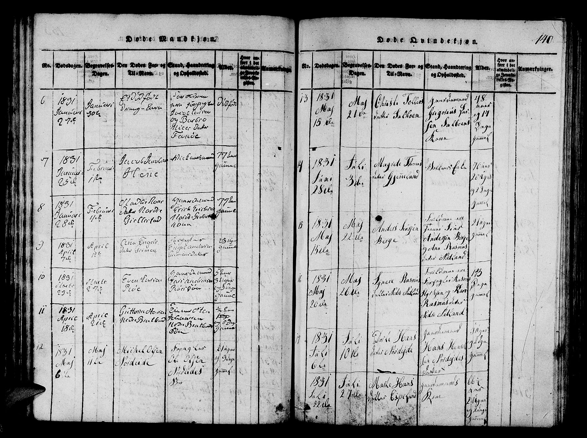 Fana Sokneprestembete, AV/SAB-A-75101/H/Hab/Haba/L0001: Parish register (copy) no. A 1, 1816-1836, p. 140