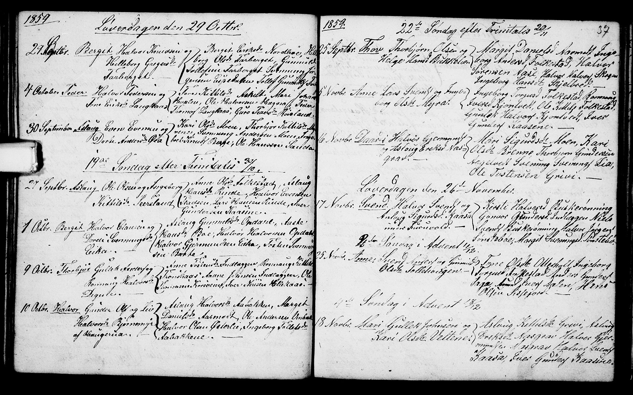 Bø kirkebøker, SAKO/A-257/G/Ga/L0002: Parish register (copy) no. 2, 1853-1866, p. 37