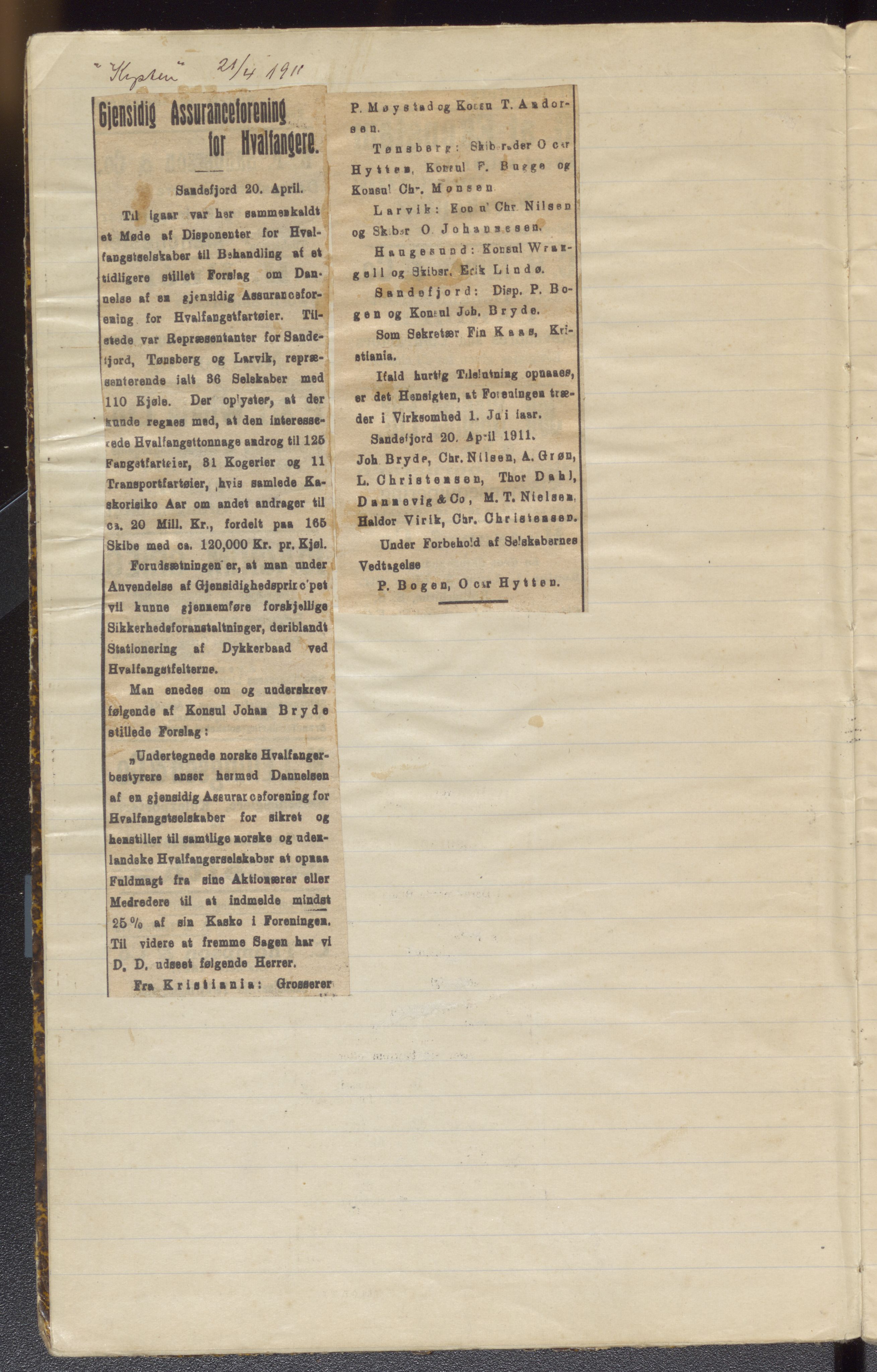 Hvalfangernes Assuranceforening, VEMU/ARS-A-1024/A/Aa, 1911-1989, p. 65