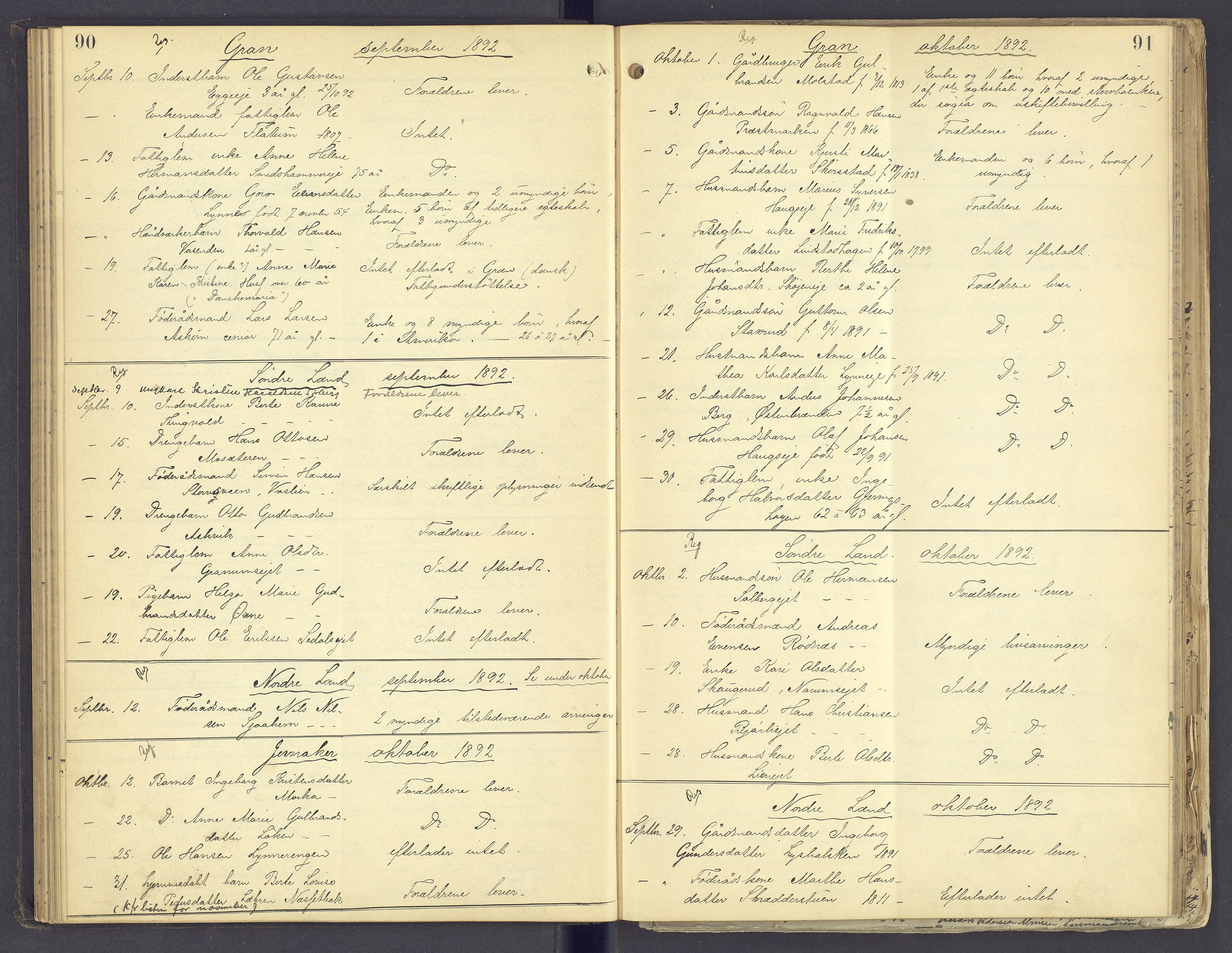 Hadeland og Land tingrett, AV/SAH-TING-010/J/Jg/L0006: Dødsfallsprotokoll, 1886-1896, p. 90-91
