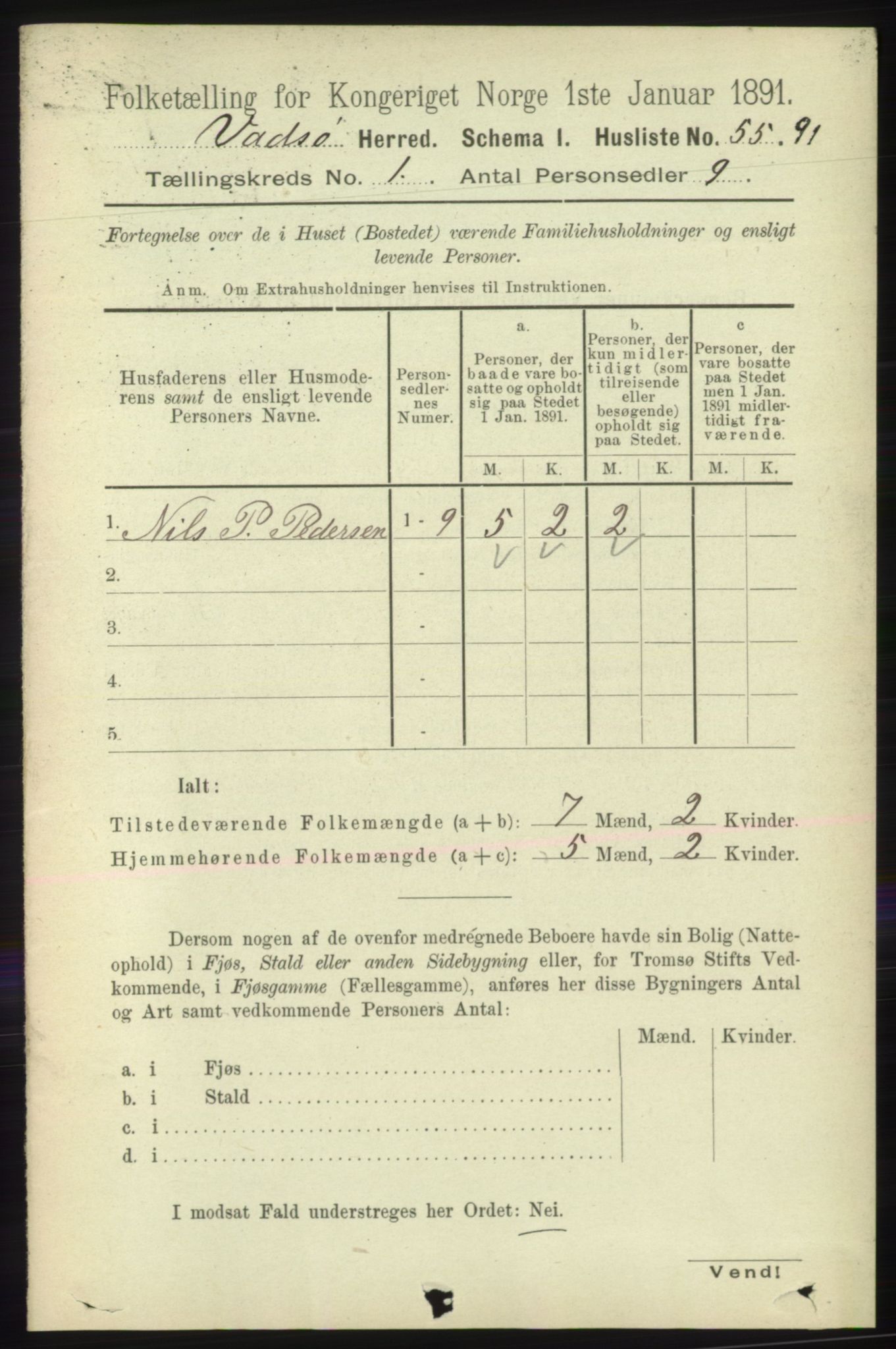 RA, 1891 census for 2029 Vadsø, 1891, p. 68