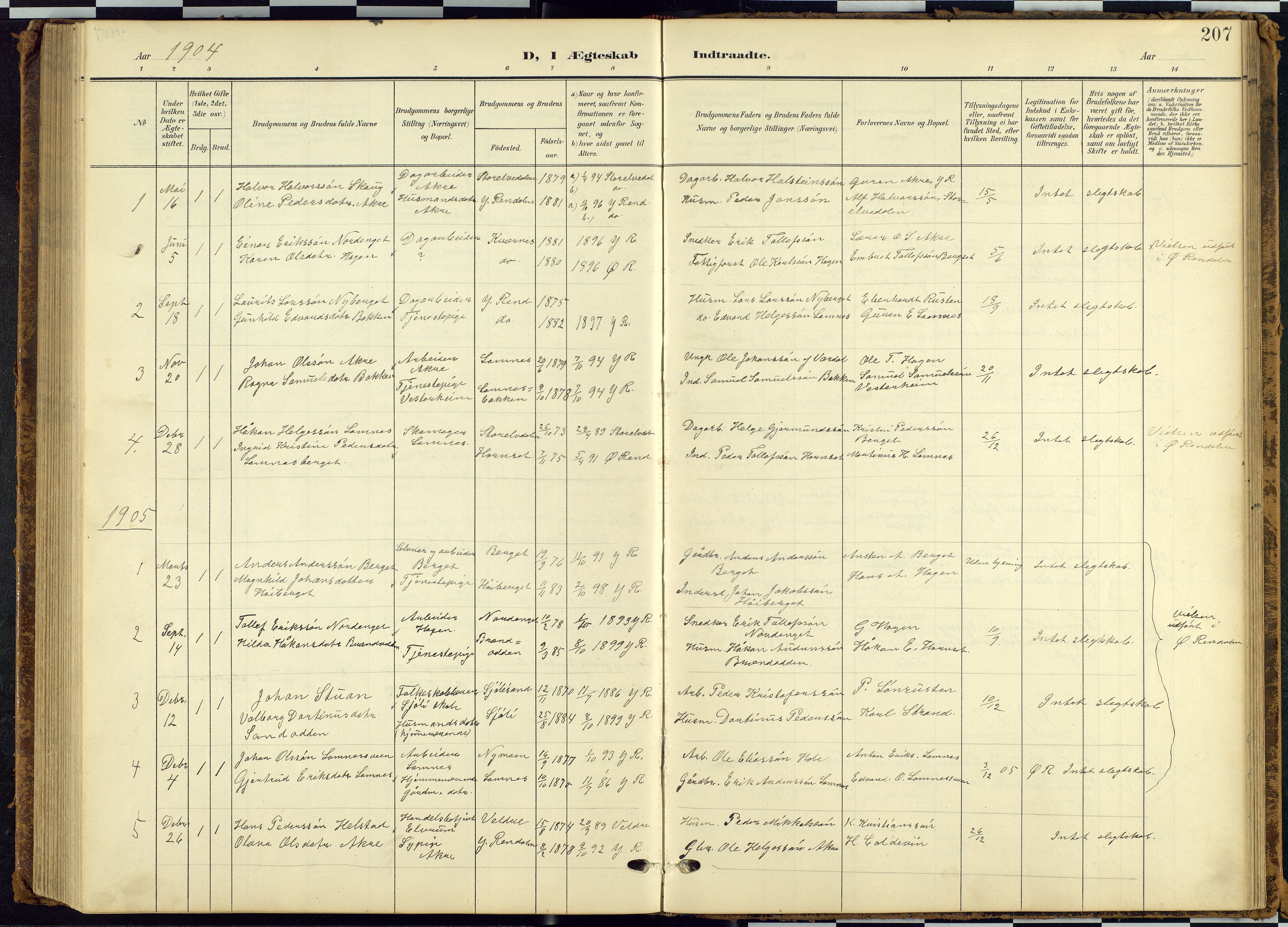 Rendalen prestekontor, SAH/PREST-054/H/Ha/Hab/L0010: Parish register (copy) no. 10, 1903-1940, p. 207