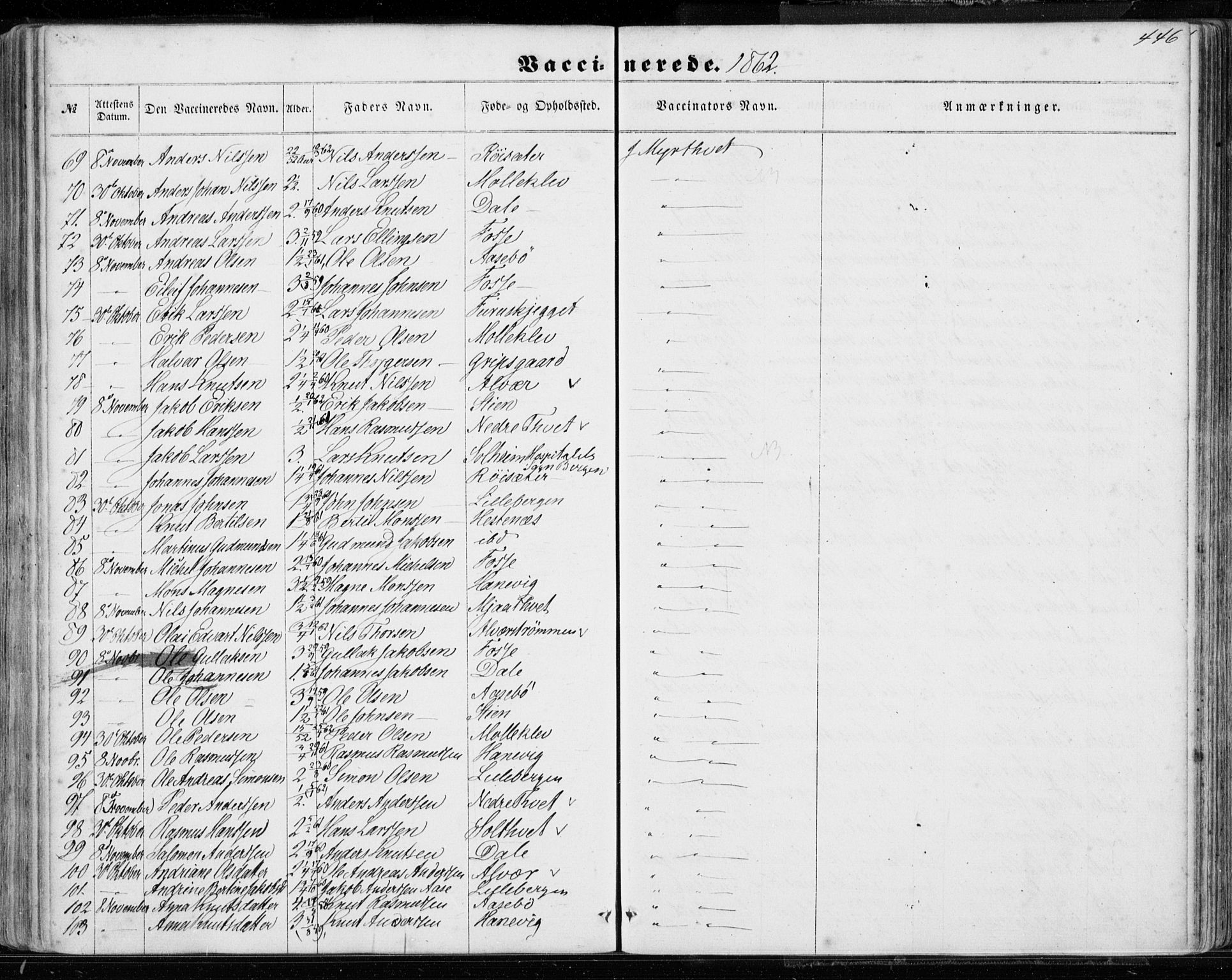 Hamre sokneprestembete, AV/SAB-A-75501/H/Ha/Haa/Haaa/L0014: Parish register (official) no. A 14, 1858-1872, p. 446